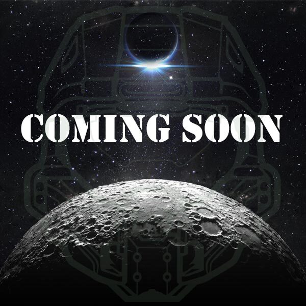 Outer space scene with the words Coming Soon and a faint helmet outline