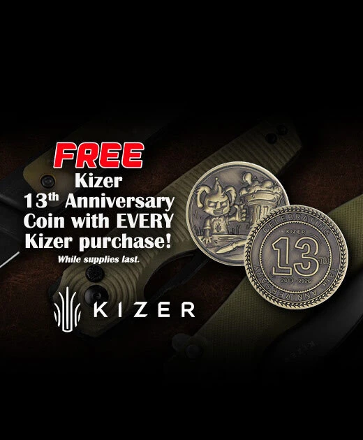 Free Kizer 13th Anniversary coin with any Kizer purchase