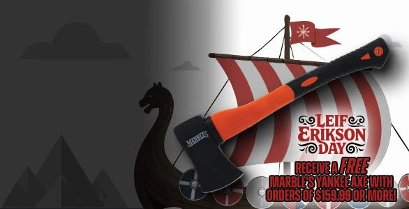 Leif Erikson Day Promo - Get a free Marbles Axe with orders of $159.99 or more