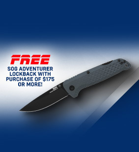 Free SOG knife with $175 purchase. Offer ends 8/6/26