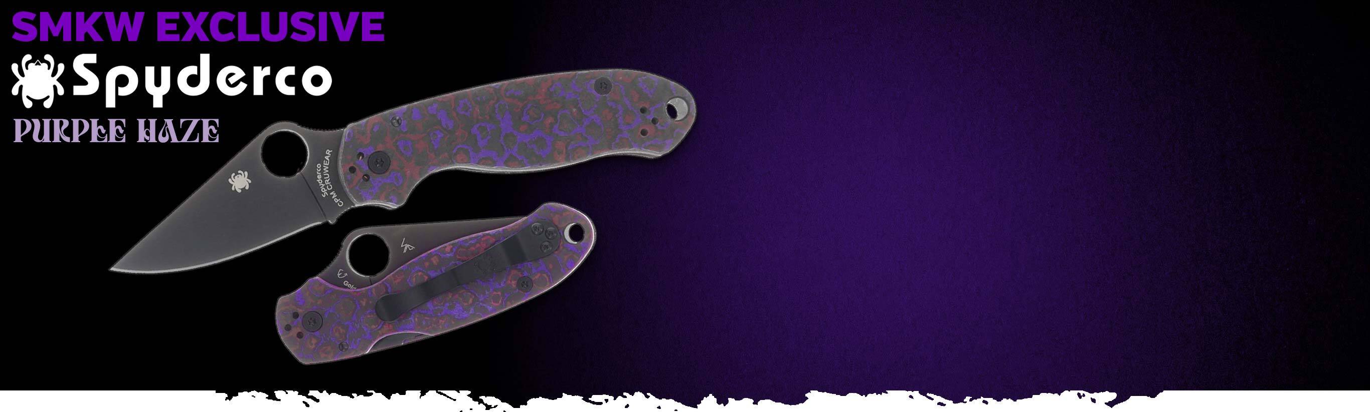 NEW SMKW Exclusive Spyderco Para 3 Purple Haze Fat Carbon