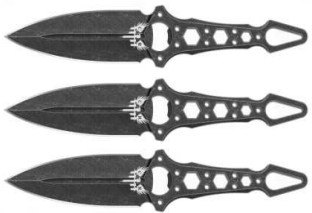 Combat Ready 3 Pc Throwing Knife Set Black Stonewashed Finish W/Sheath CBR397 View 1