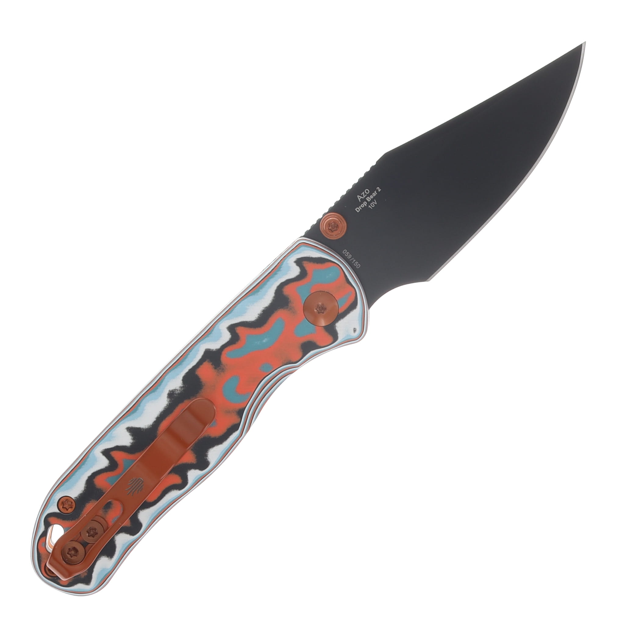 Kizer SMKW Exclusive Miami Vibes Drop Bear Folder Multi Colored Micarta W/Vortex Pattern V3619.2CCE2 View 2