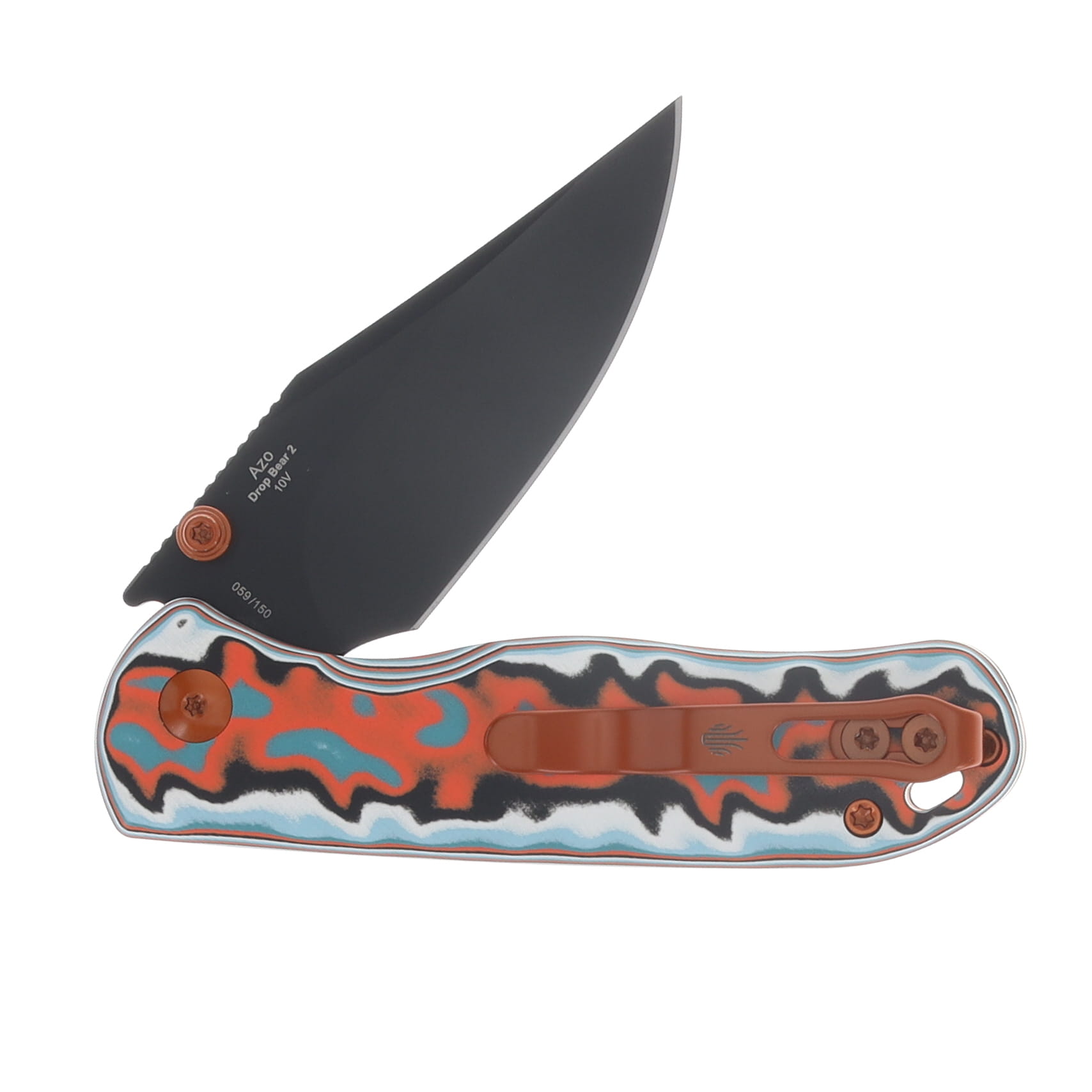 Kizer SMKW Exclusive Miami Vibes Drop Bear Folder Multi Colored Micarta W/Vortex Pattern V3619.2CCE2 View 4