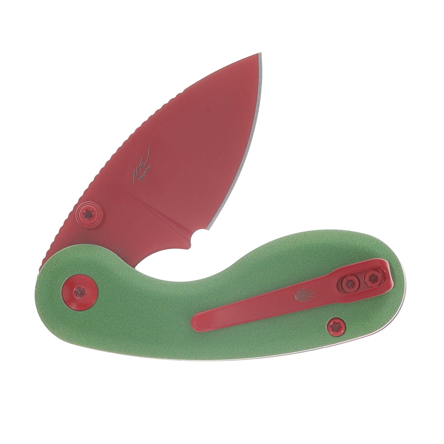 Kizer SMKW Exclusive Chili Pepper Microbe Folder Bright Green G-10 Handle Red Spray Painted 10V Blade V2742E2 View 4