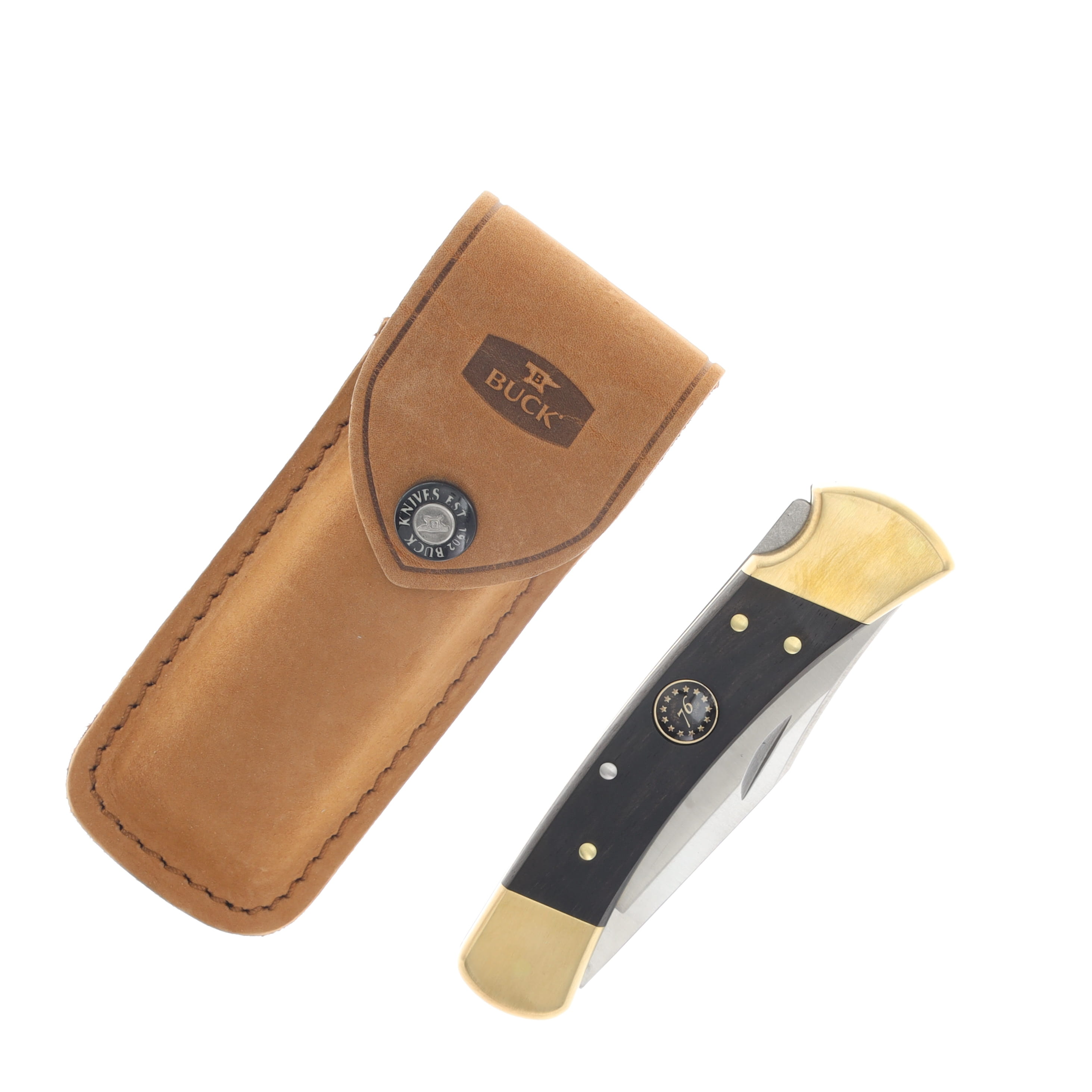 Buck 110 Folding Hunter Lockback Knife Limited Edition Semiquincentennial Ebony Wood and Brass BU14607 View 7
