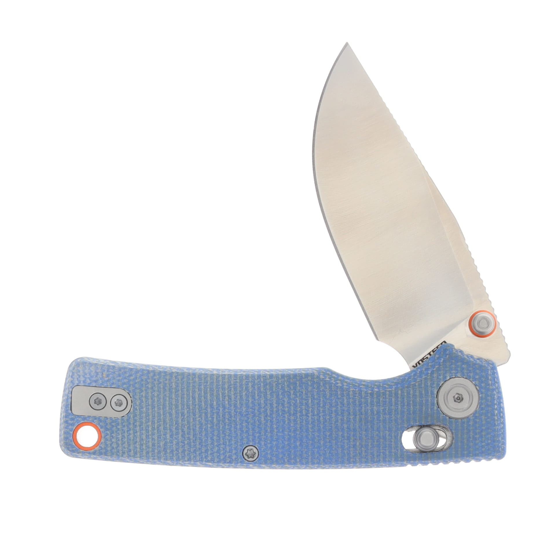 Vosteed Porcupine Modswap Folder Satin 154CM Blade Blue Micarta Handle A3105 View 3