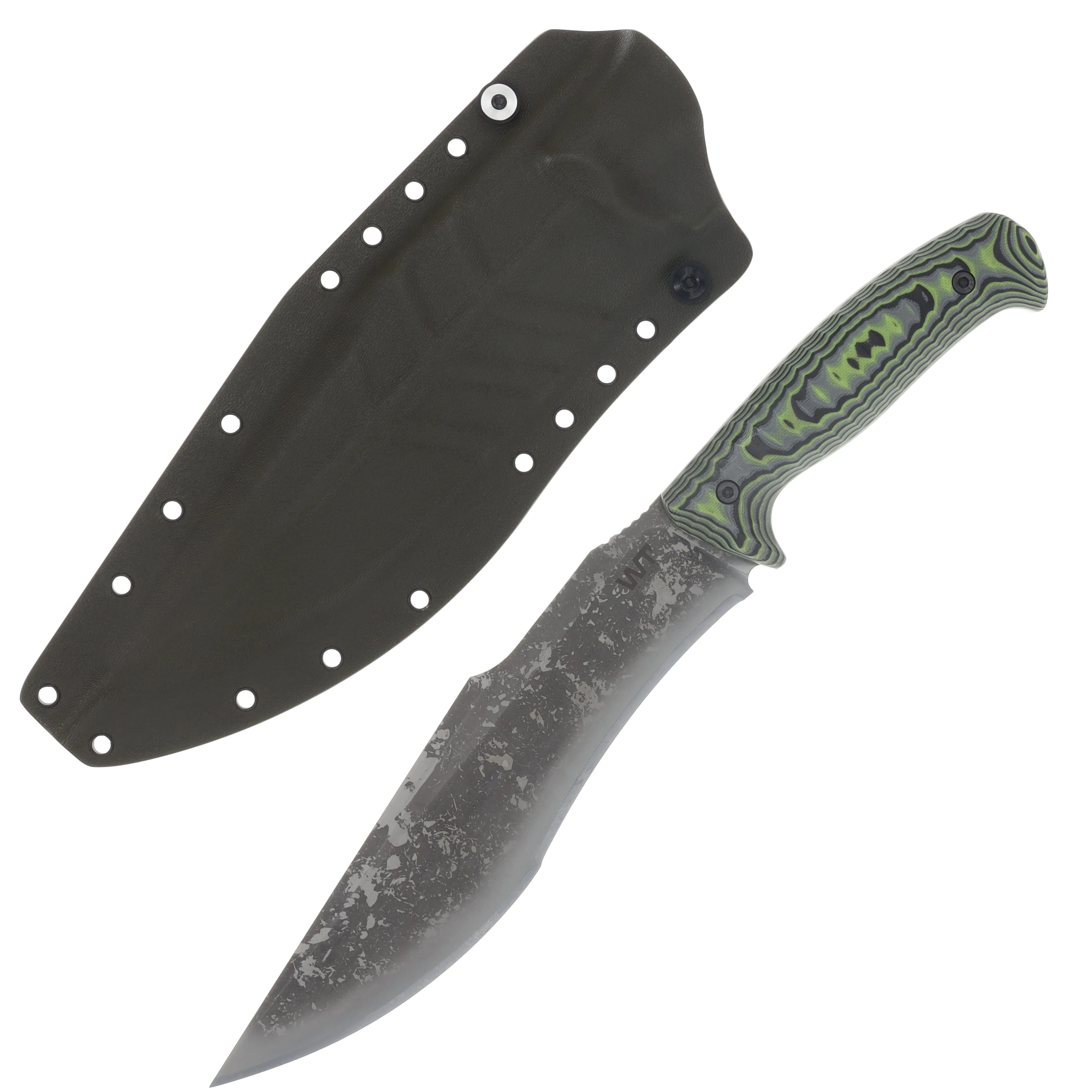 Work Tuff Gear Lanzeta-NC Fixed Knife Zombie Green Camo Handle Splattered APO SK85 Blade SK85-SAPOZCODG View 1