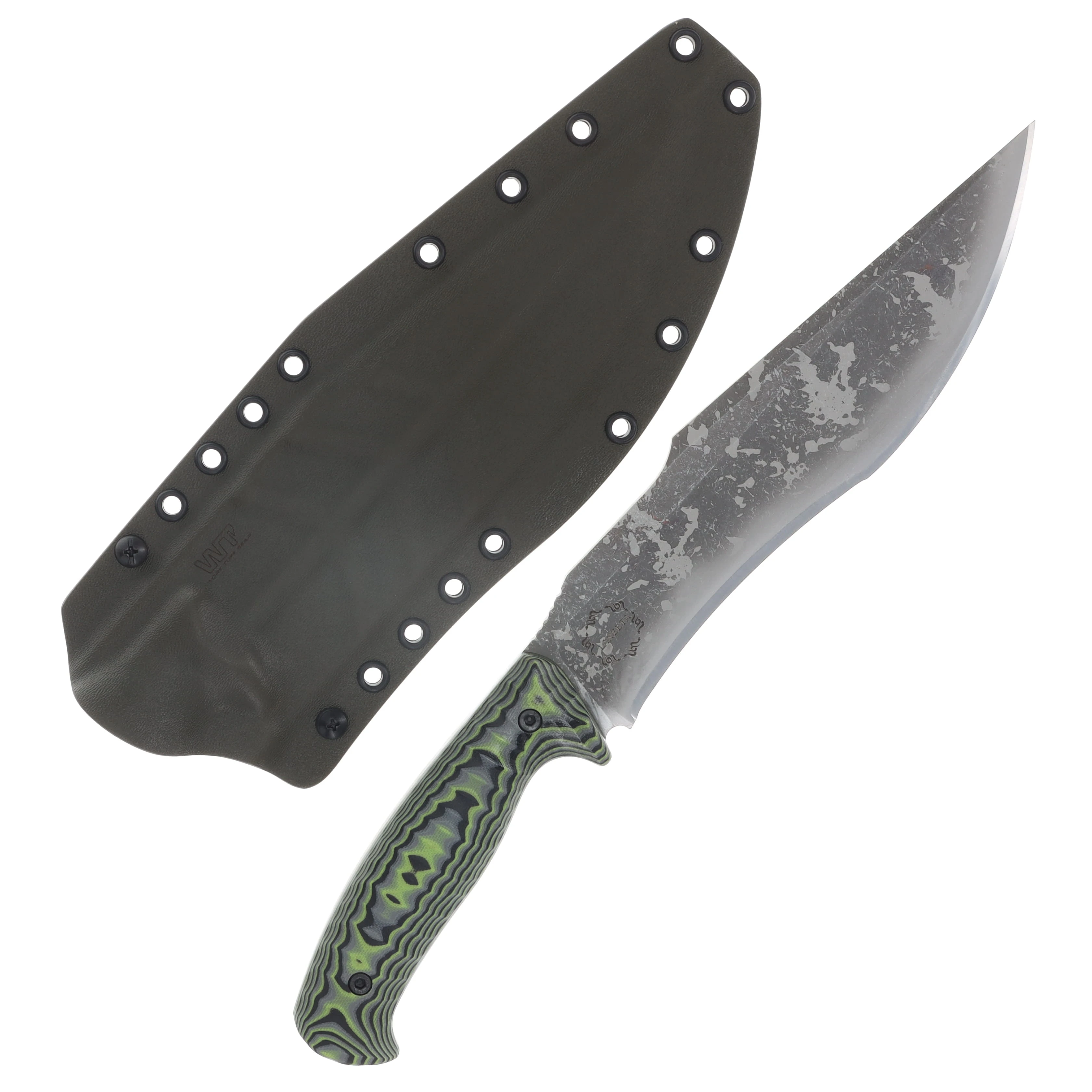 Work Tuff Gear Lanzeta-NC Fixed Knife Zombie Green Camo Handle Splattered APO SK85 Blade SK85-SAPOZCODG View 2