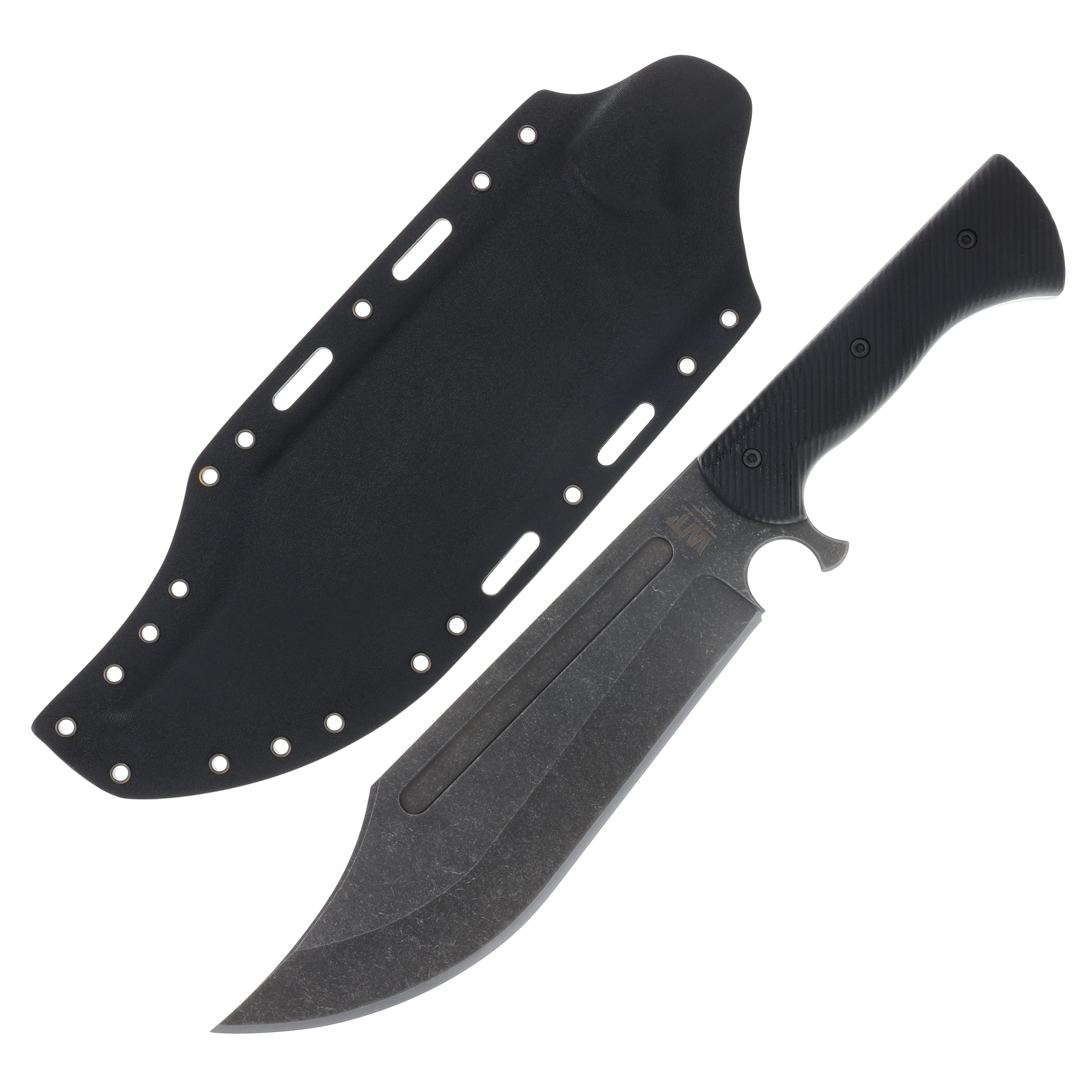 Work Tuff Gear V-44X Bowie Black Textured Grip Handle Dark Washed SK85 Blade SK85-DWBB View 1