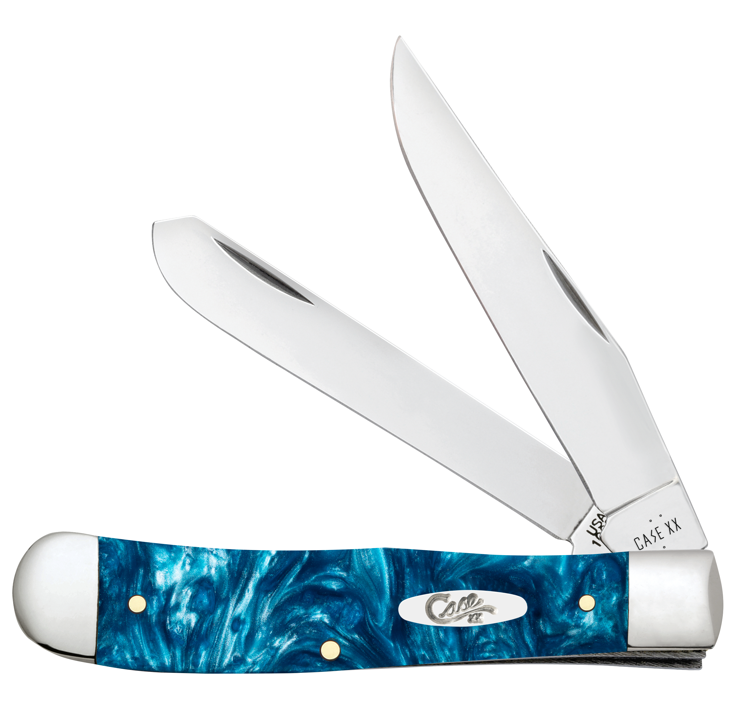 Case XX Teal Swirl Kirinite Trapper Folding Knife CA12290 View 1