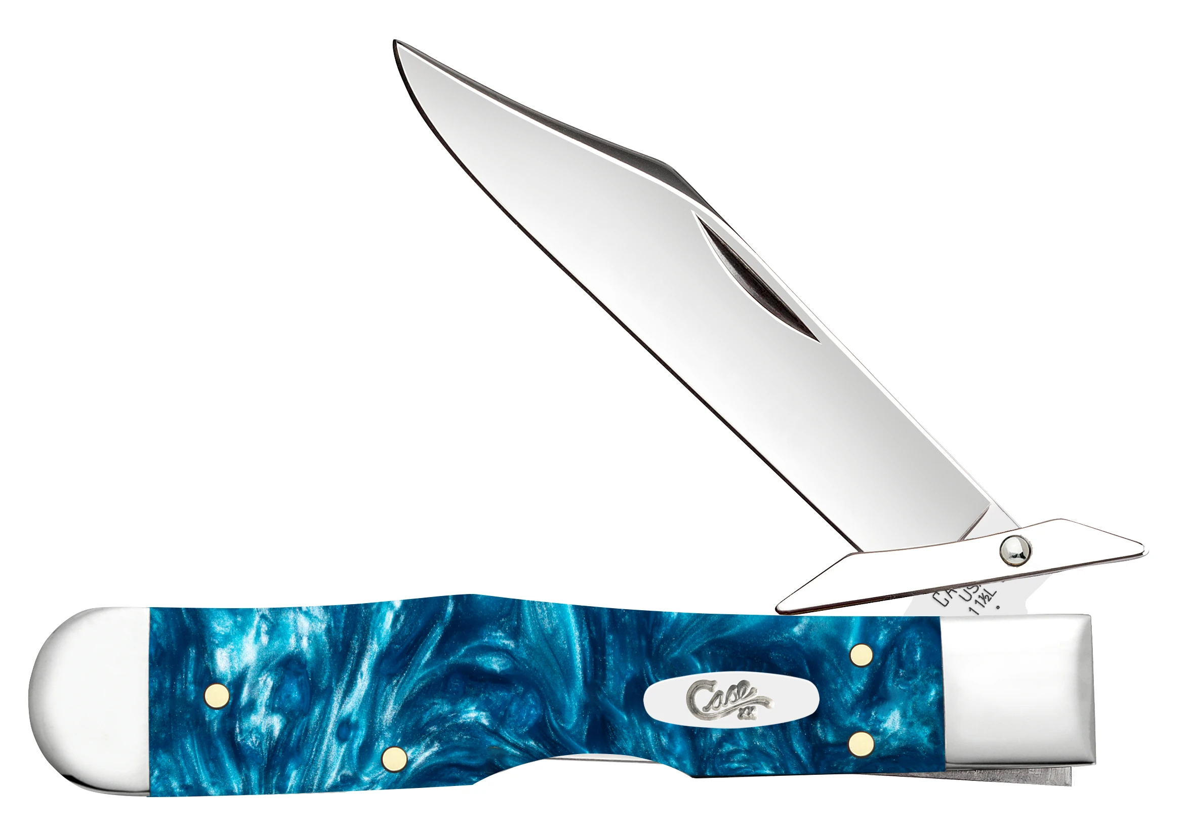 Case XX Teal Swirl Kirinite Cheetah Cub Lockback Folding Knife CA12296 View 1
