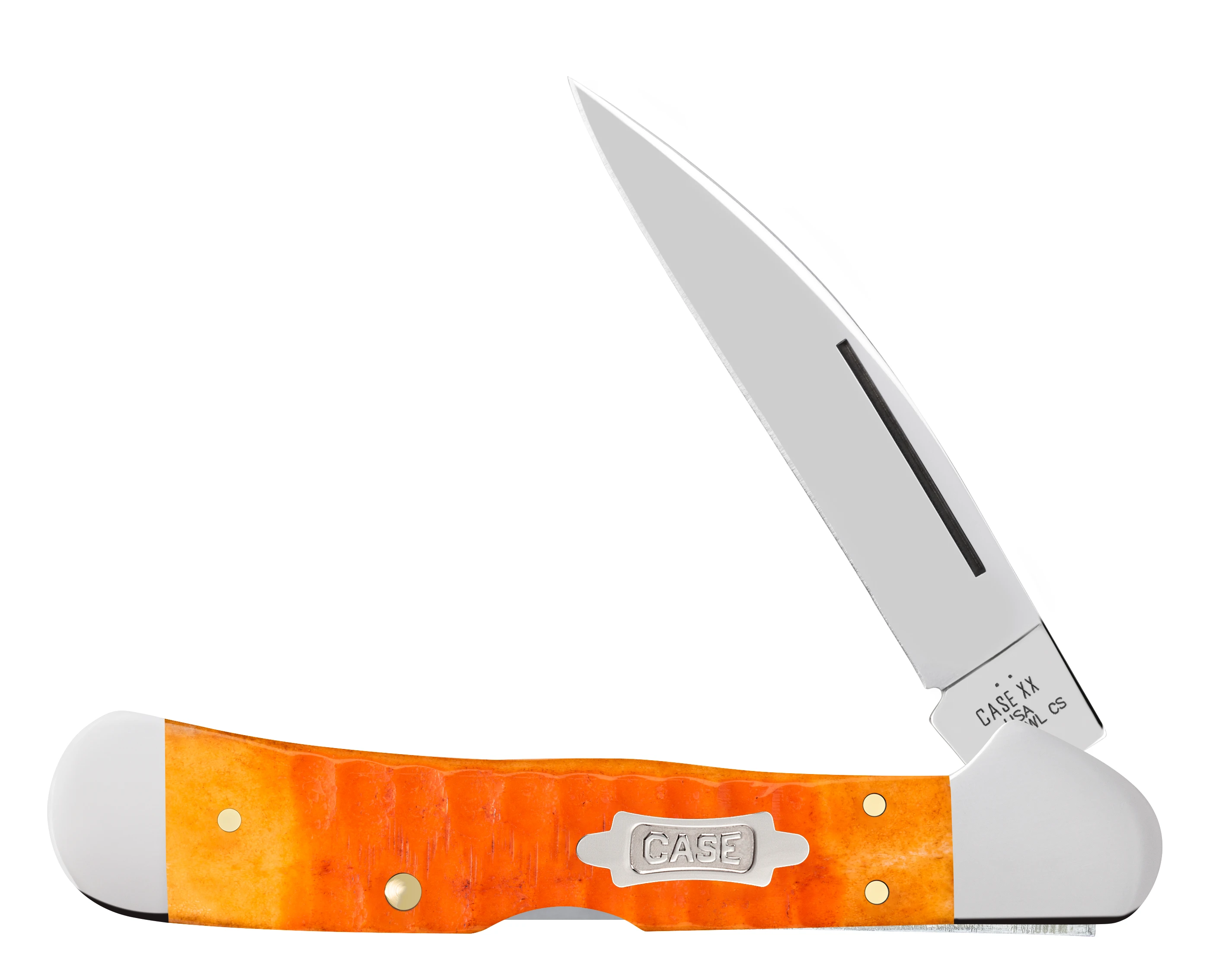 Case XX Carbon Steel Persimmon Orange Gator Jigged Bone CopperLock Folding Knife CA38072 View 1