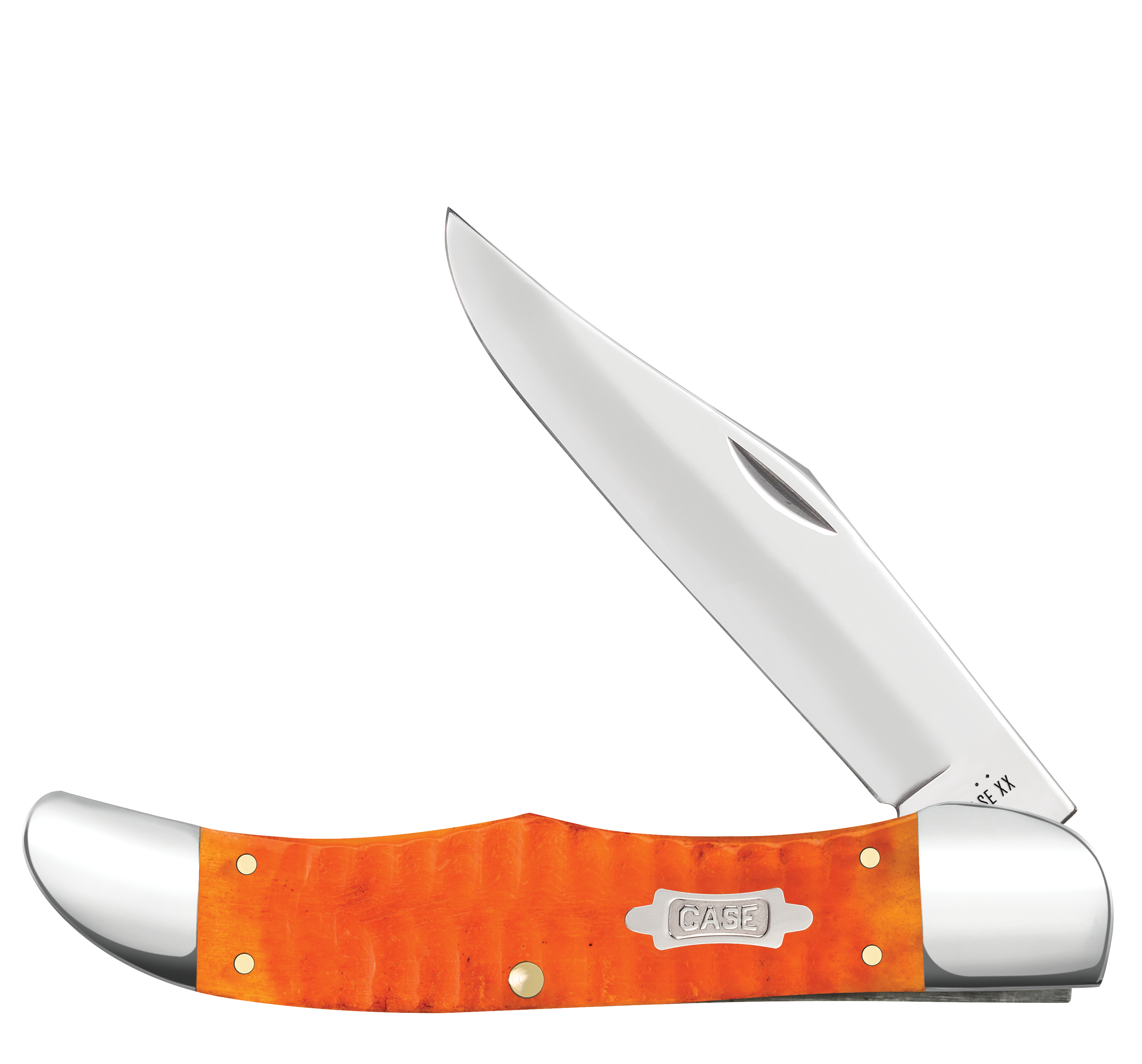 Case XX Carbon Steel Persimmon Orange Gator Jigged Bone Single Blade Folding Hunter CA38073 View 1