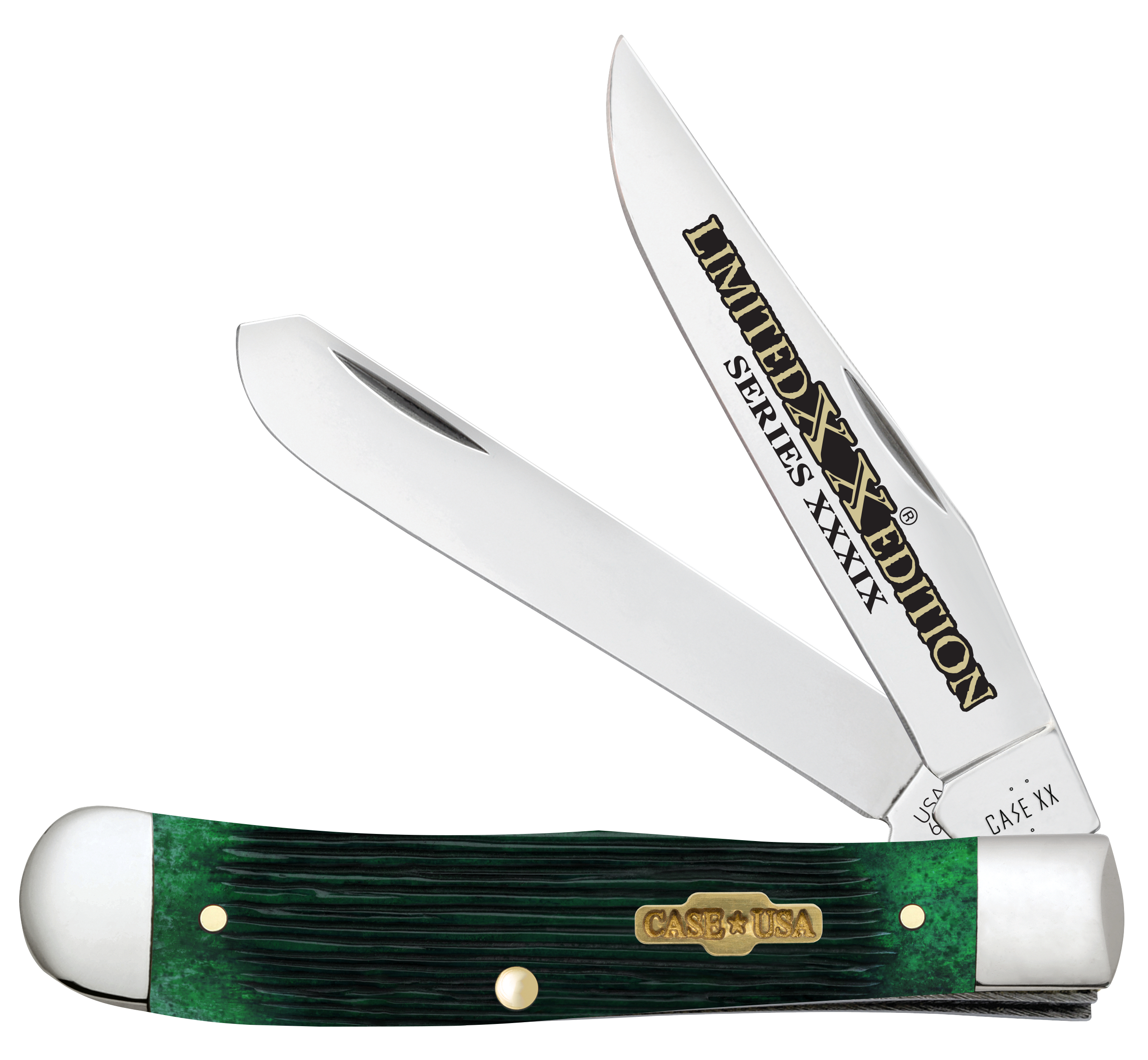 Case XX Limited Edition Barnboard Jigged Bermuda Green Bone Trapper Folding Knife CA61870 View 1