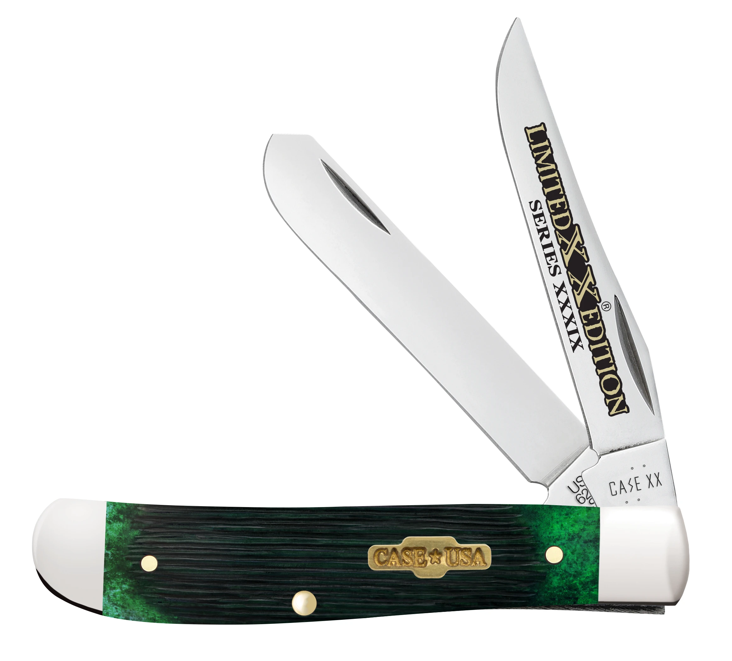 Case XX Limited Edition Barnboard Jigged Bermuda Green Bone Mini Trapper Folding Knife CA61871 View 1