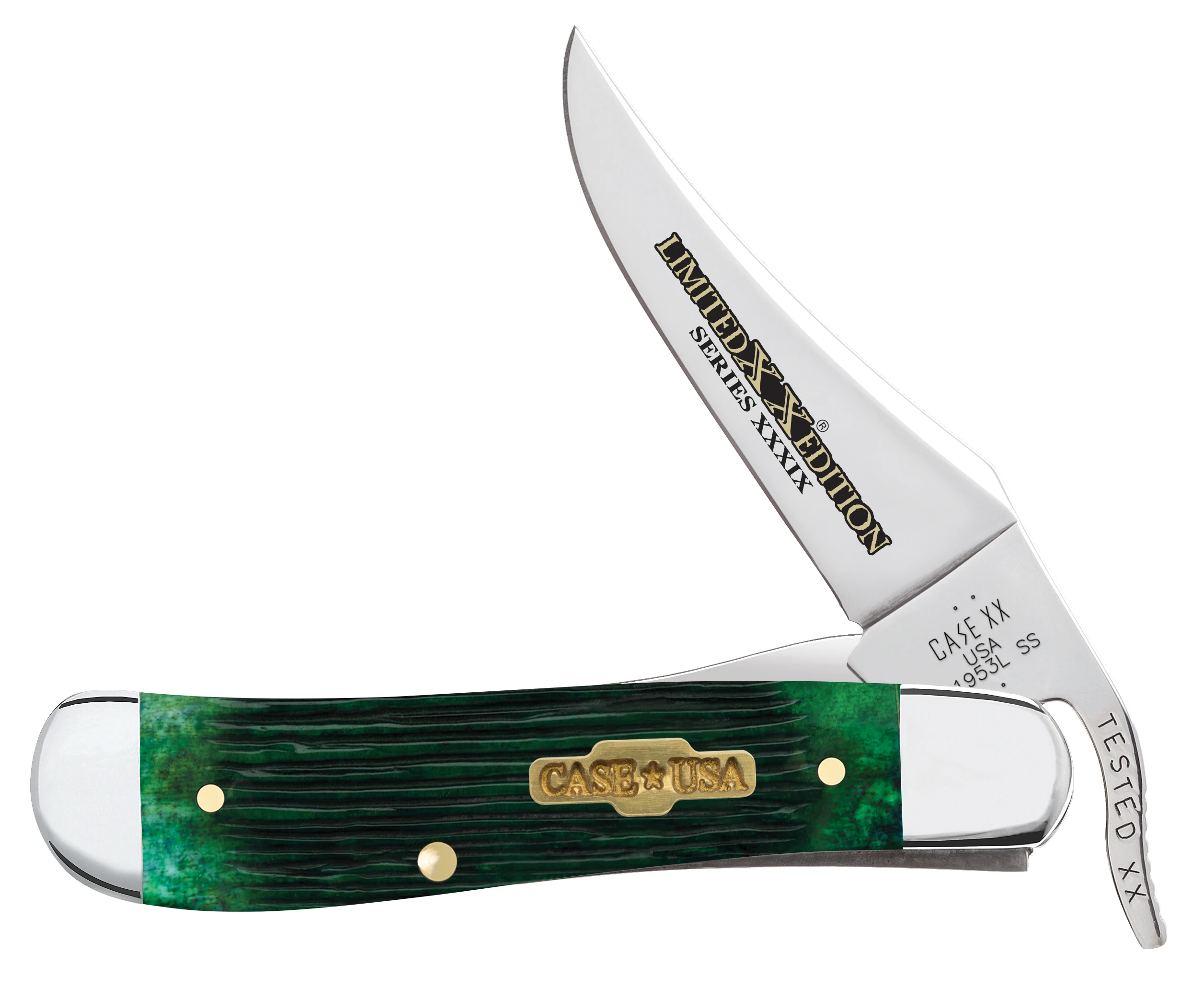 Case XX Limited Edition Barnboard Jigged Bermuda Green Bone RussLock Folding Knife CA61874 View 1