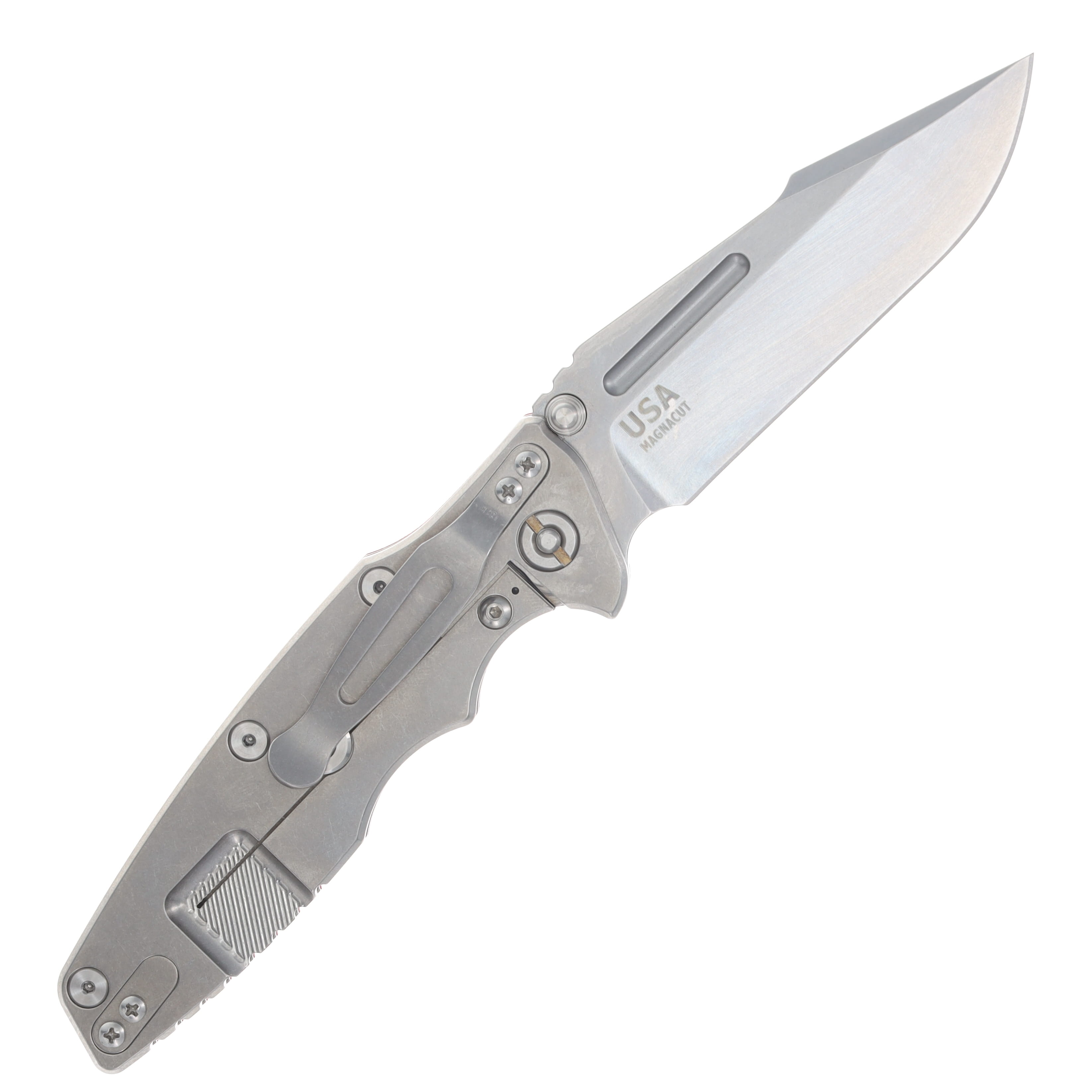 Hinderer Eklipse Skinny Fullered Magnacut Harpoon Spearpoint Non Flipper Folder Tri-way Stonewash Red G10 KEK35SKNFHSPESWRD View 2