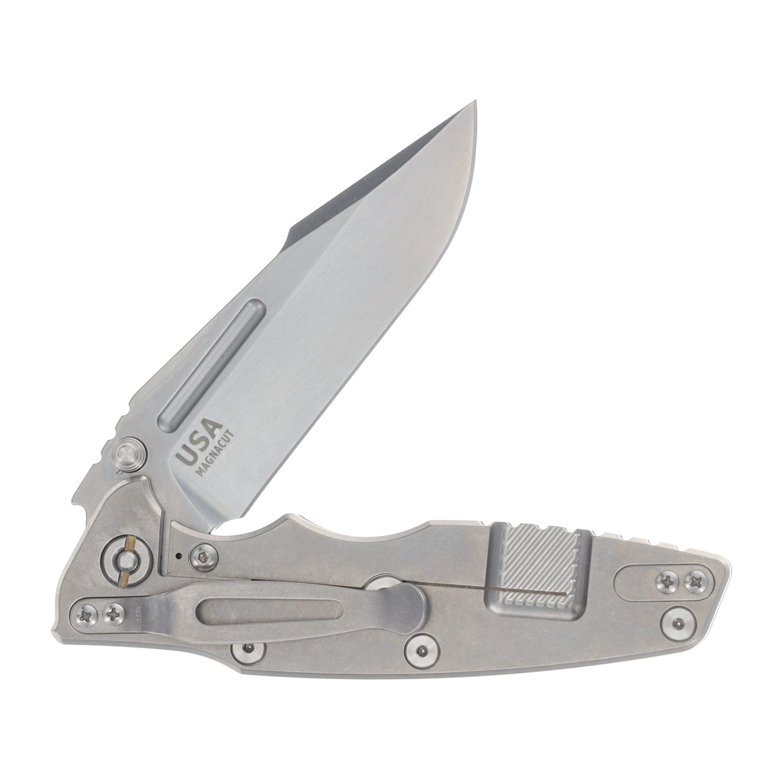 Hinderer Eklipse Skinny Fullered Magnacut Harpoon Spearpoint Non Flipper Folder Tri-way Stonewash Red G10 KEK35SKNFHSPESWRD View 4
