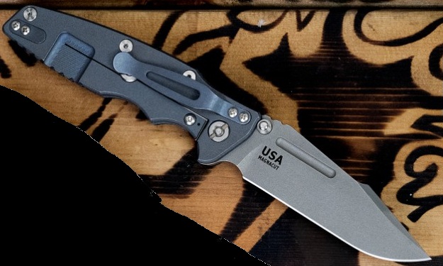 Hinderer Eklipse Skinny Fullered Magnacut Harpoon Spearpoint Non Flipper Folder Tri-way Battle Blue Red G10 KEK35SKNFHSPEBBLRD View 10