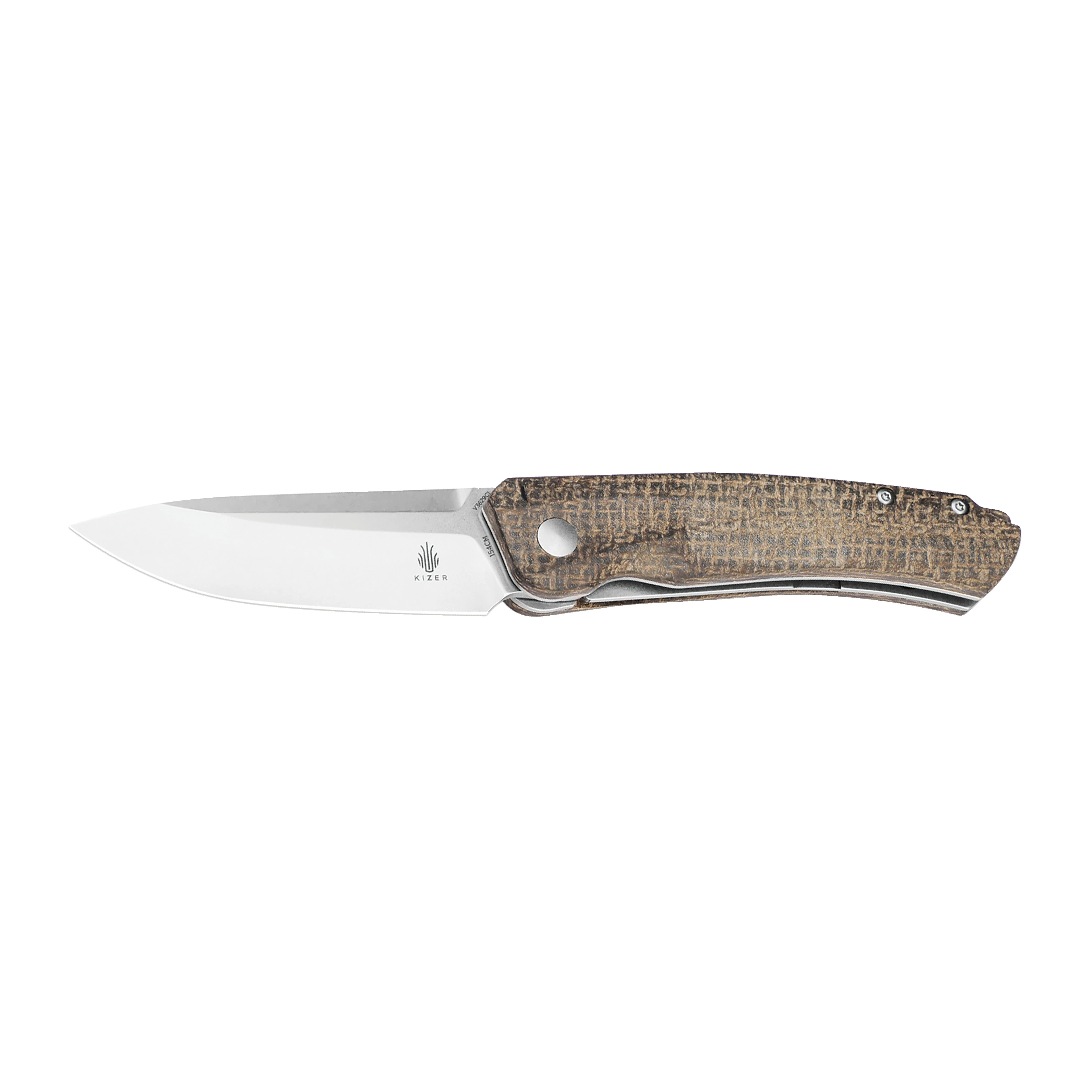 Kizer Aggressor Front Flipper Linerlock Folding Knife Satin/Brown Micarta V3629C1 View 1
