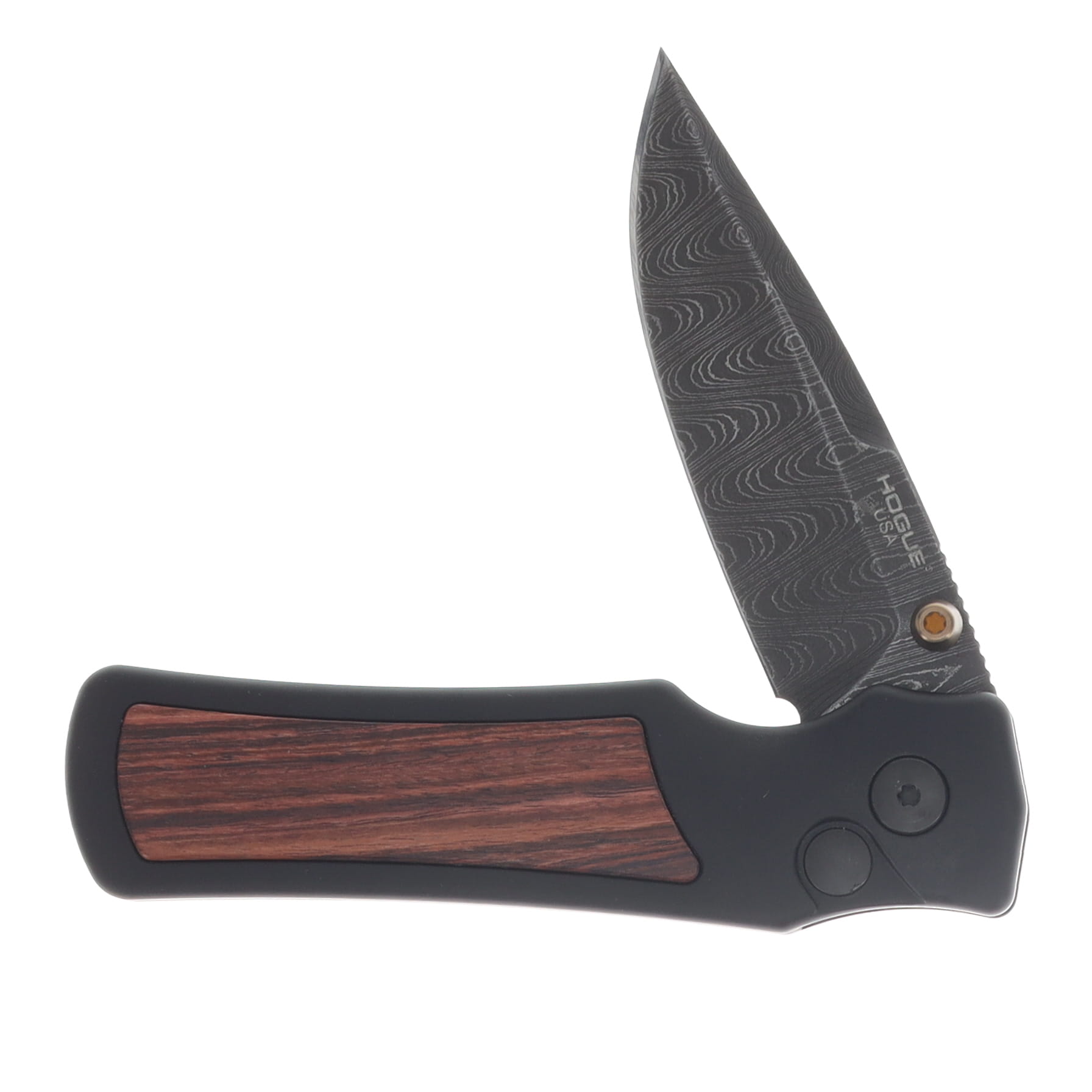 Hogue Saxum 2.8in Button Lock Folder Damascus-AL Frame Matte Blk Kingwood Insert HG24690-LIM View 3