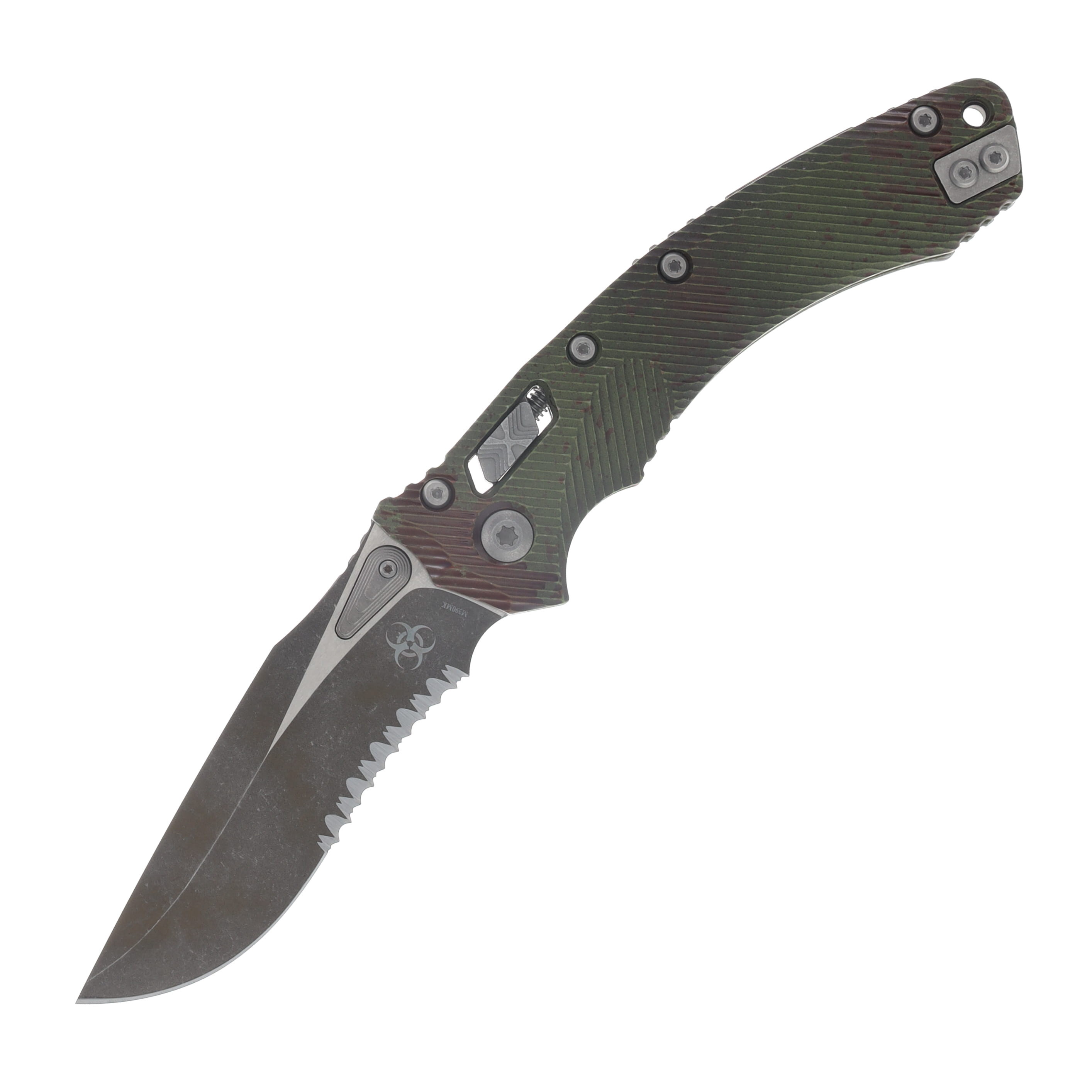 Microtech Amphibian RAM-LOK S/E Folder Outbreak Signature Series Fluted PS Bld MT137RL2FLOBS View 1