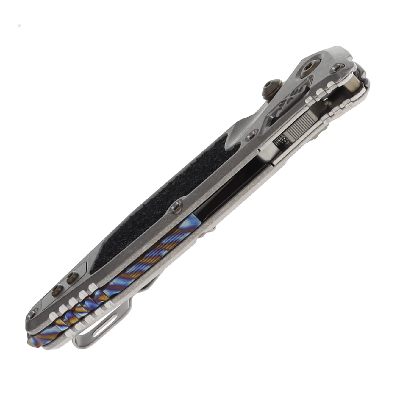 Microtech Socom Delta RAM-LOK Spear Point MS Folder STNWSH-STNWSH TI W/ Textured Inlay Flamed TI W/Bronze MT160RL10SMS5 View 7