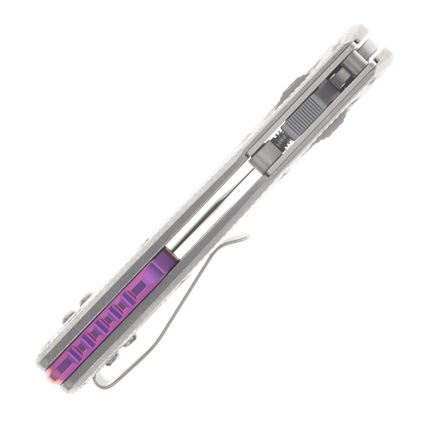 Microtech MSI Mini RAM-LOK Folder MS STNWSH Bld-STNWSH Fluted TI W/ Purple MT210M10FLMS4 View 7