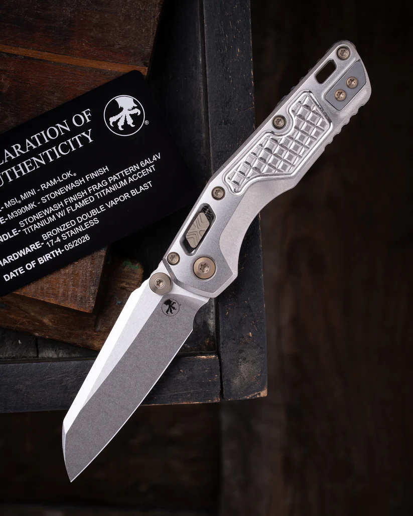 Microtech MSI Mini RAM-LOK Folder MS STNWSH Bld. STNWSH Frag Pattern TI W/ Flamed-Bronze MT210M10FRMS5 View 7