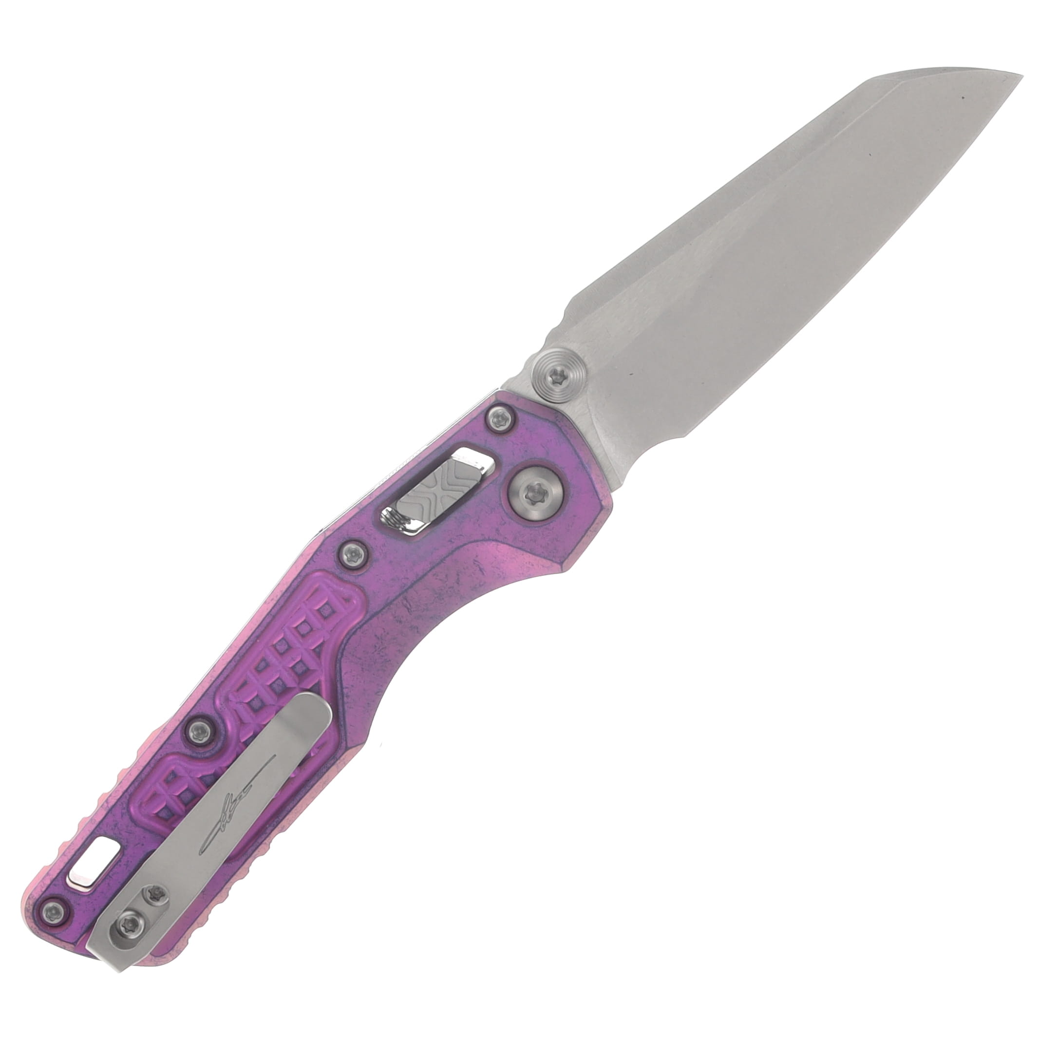 Microtech MSI Mini RAM-LOK Folder MS STNWSH Purple Haze Frag TI W/ Purple Accent MT210M10FRMS6 View 2