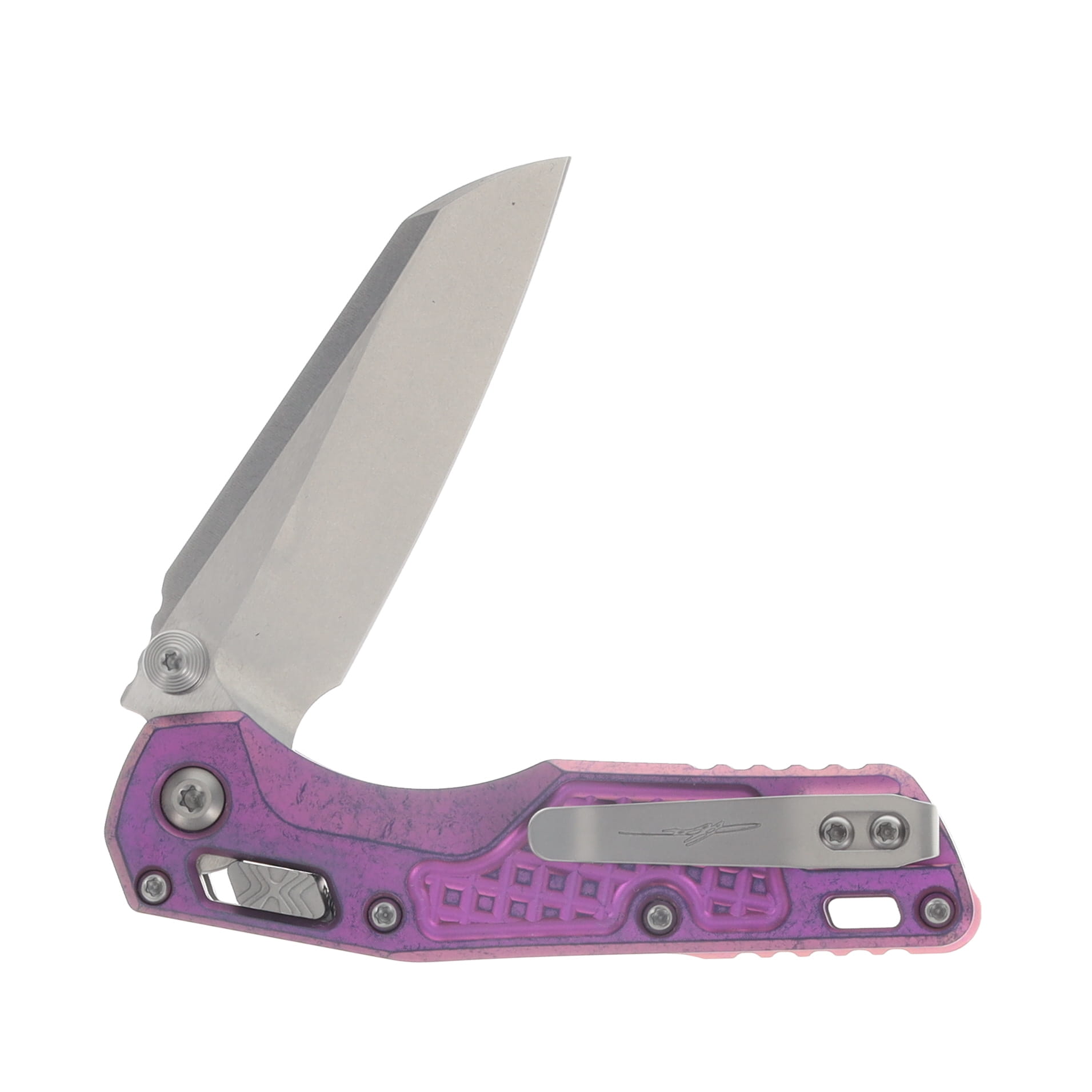 Microtech MSI Mini RAM-LOK Folder MS STNWSH Purple Haze Frag TI W/ Purple Accent MT210M10FRMS6 View 4