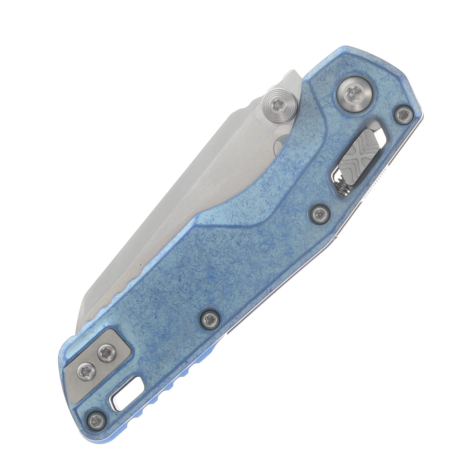 Microtech MSI Mini- RAM-LOK Folder MS STNWSH Ice Blue Slab Slide TI W/Blue Accent MT210M10MS7 View 5