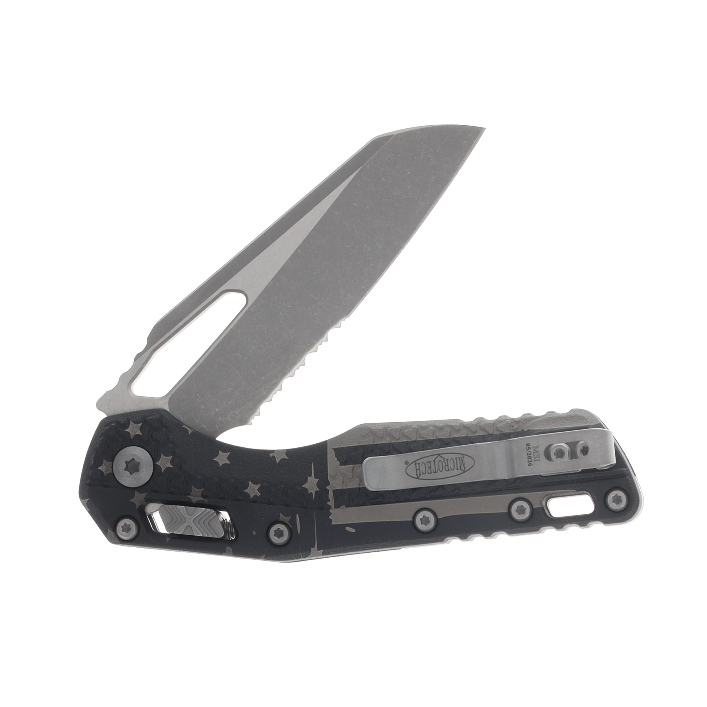 Microtech MSI Folding Knife S/E Apocalyptic Part Serrate Tri-Grip Polymer Flag MT210T11APPMFLAG View 3