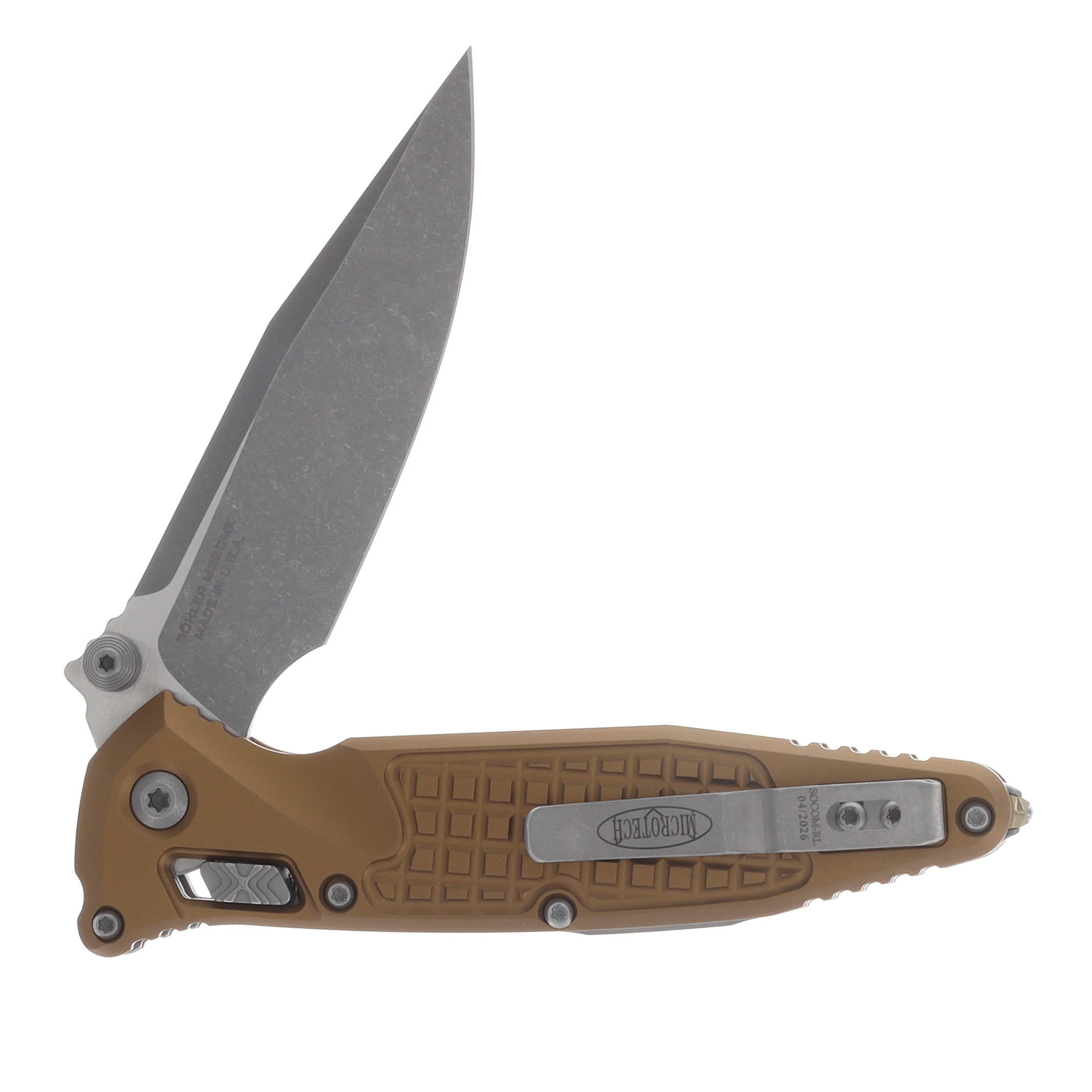 Microtech Socom RAM-LOK Folding Knife S/E APO Standard Frag Aluminum Tan MT160RL10APFRTA View 4