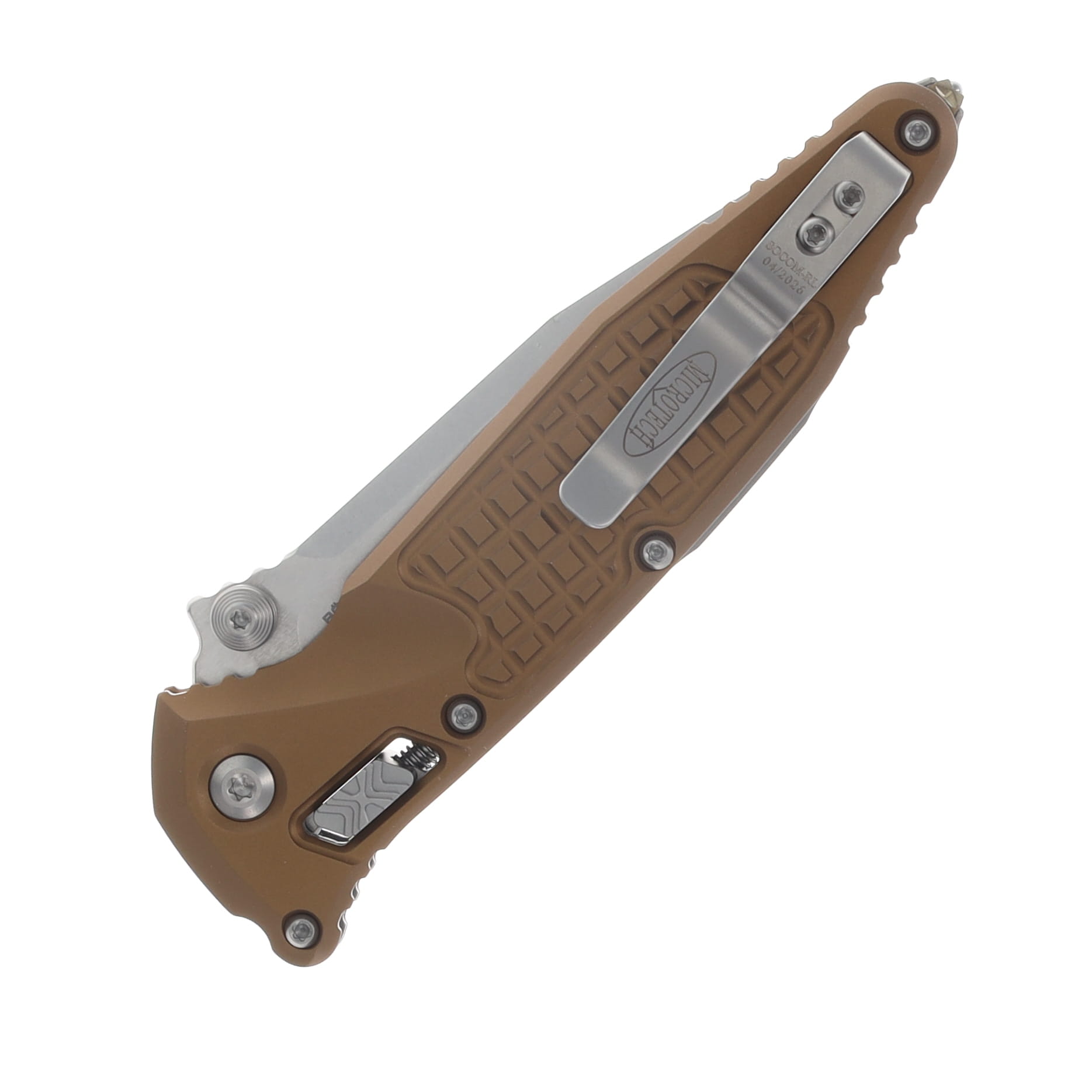Microtech Socom RAM-LOK Folding Knife S/E STNWSH Standard Frag Aluminum Tan MT160RL10FRTA View 6