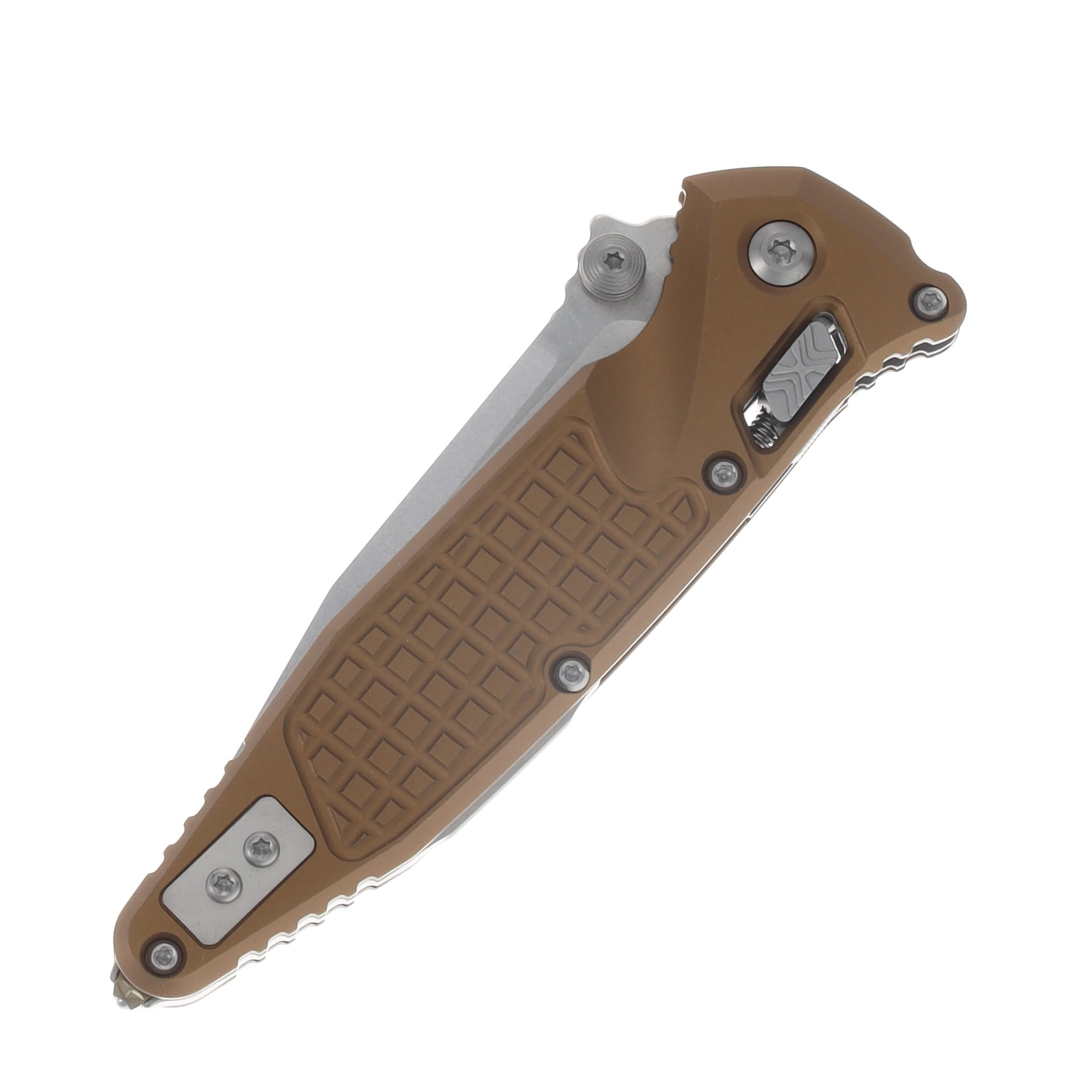 Microtech Socom RAM-LOK Folding Knife S/E STNWSH Standard Frag Aluminum Tan MT160RL10FRTA View 5
