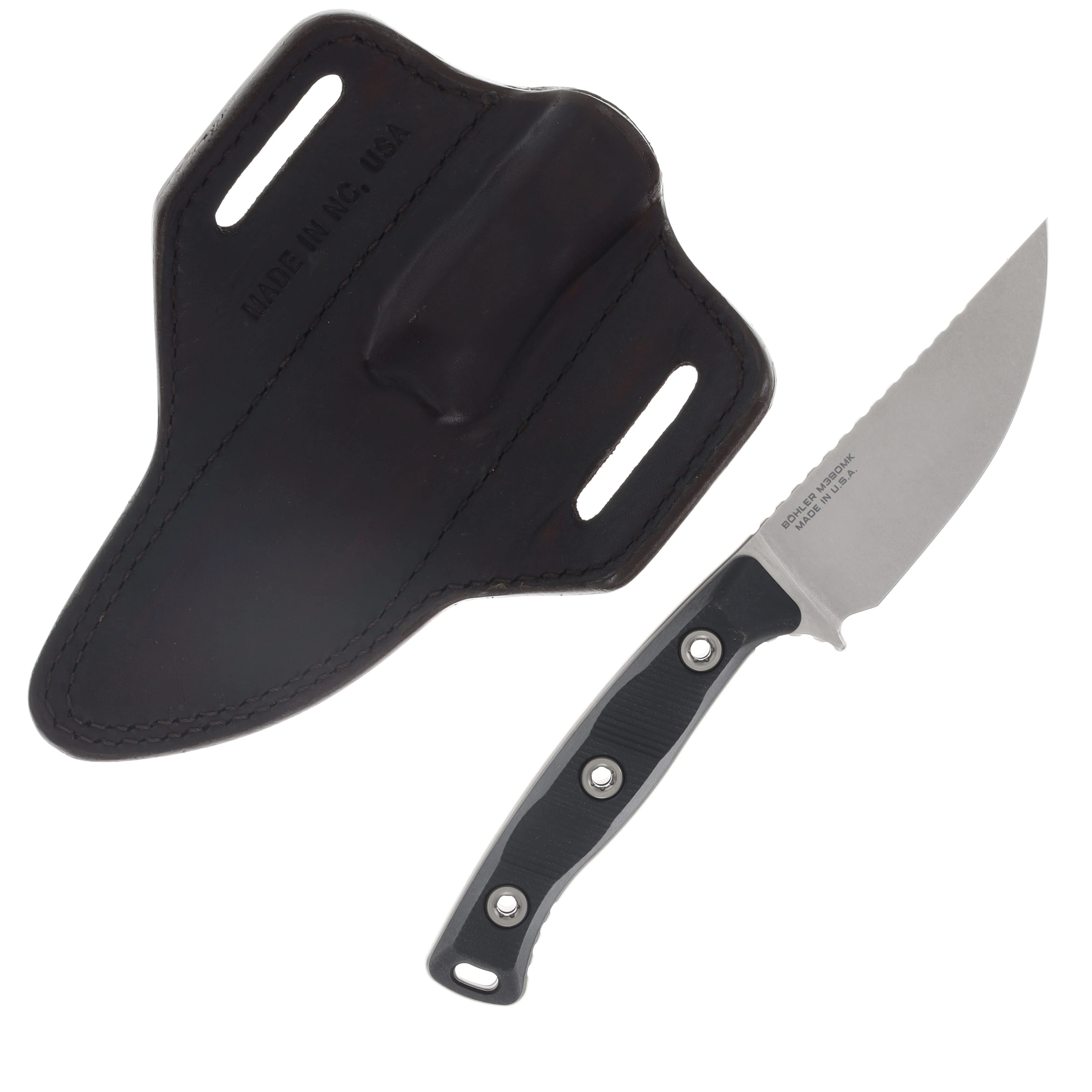 Microtech Akris Fixed Blade STNWSH Standard G-10 Blk Dark Chocolate Sheath MT9510BK1 View 2
