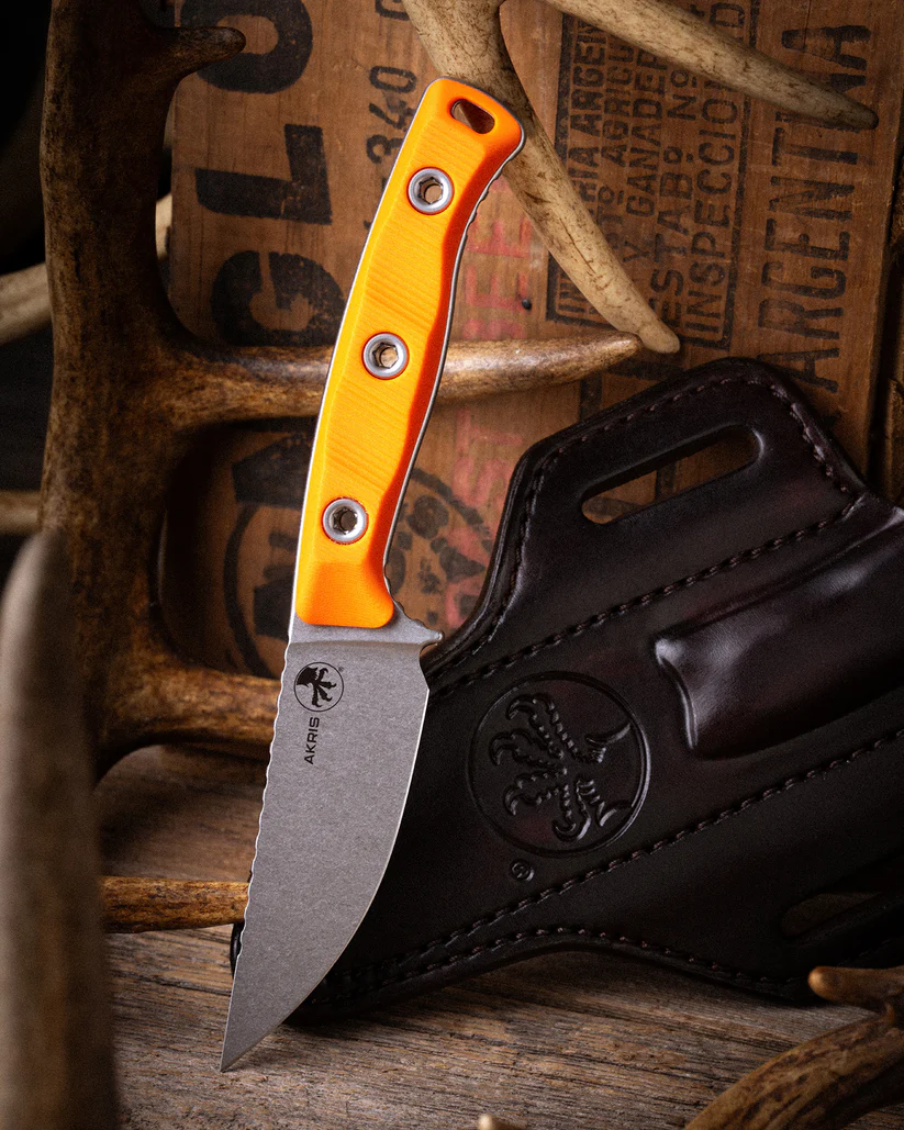 Microtech Akris Fixed Blade STNWSH Standard G-10 Ember Drk Chocolate Sheath MT9510EM1 View 7