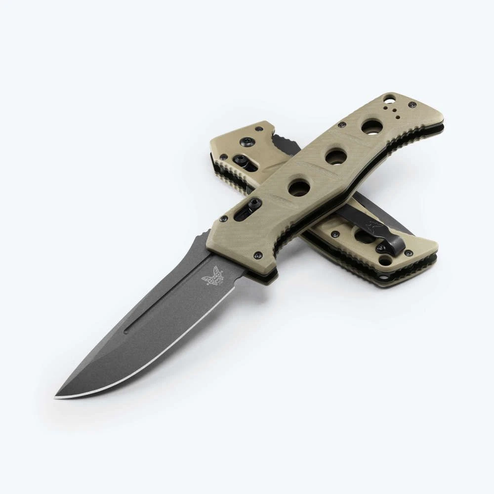Benchmade Auto Adamas Automatic Knife Gray Magnacut Drop Point/Desert Tan G-10 AUBM2750GY-05 View 1