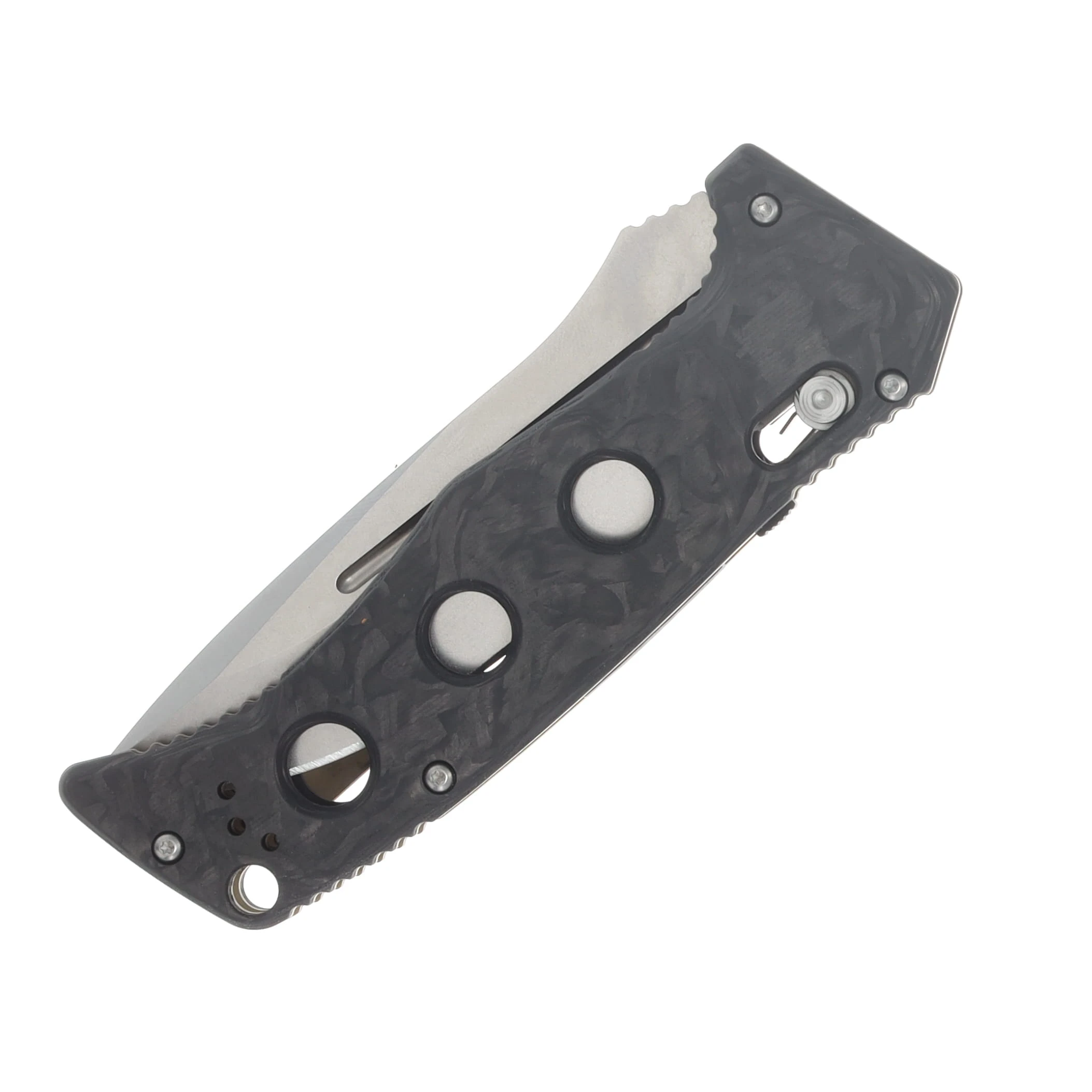 Benchmade Auto Adamas Automatic Knife Satin Magnacut Drop Point/Marbled Carbon Fiber AUBM2750-06 View 3