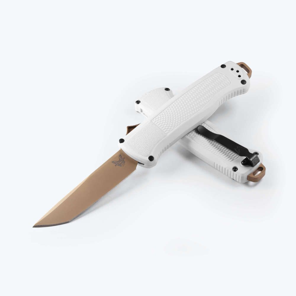 Benchmade Shootout OTF Automatic Knife FDE PVD Tanto/Cool Gray Grivory AUBM5370FE-10 View 1