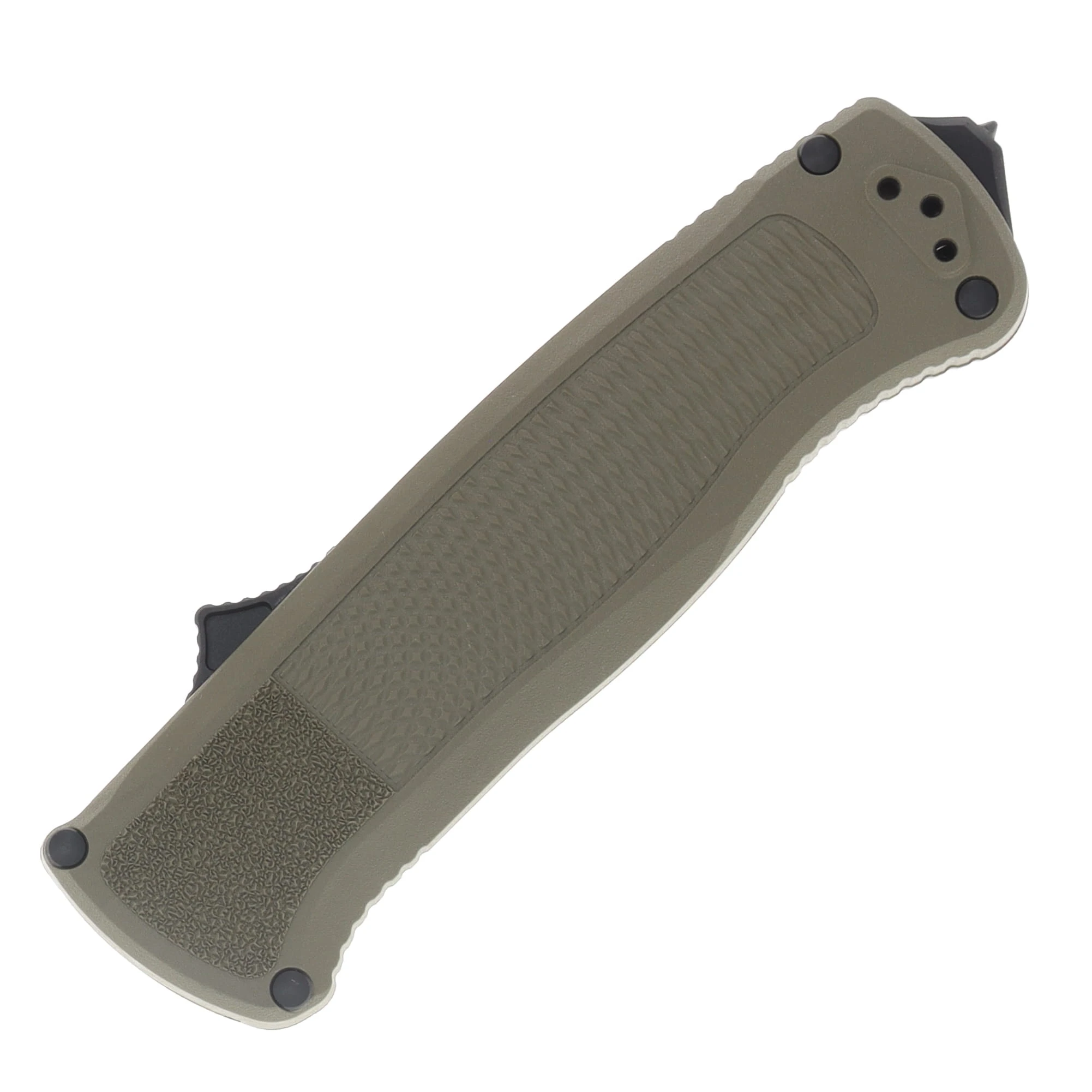 Benchmade Shootout OTF Automatic Knife Black DLC S30V Tanto/Ranger Green Grivory AUBM5370BK-11 View 3