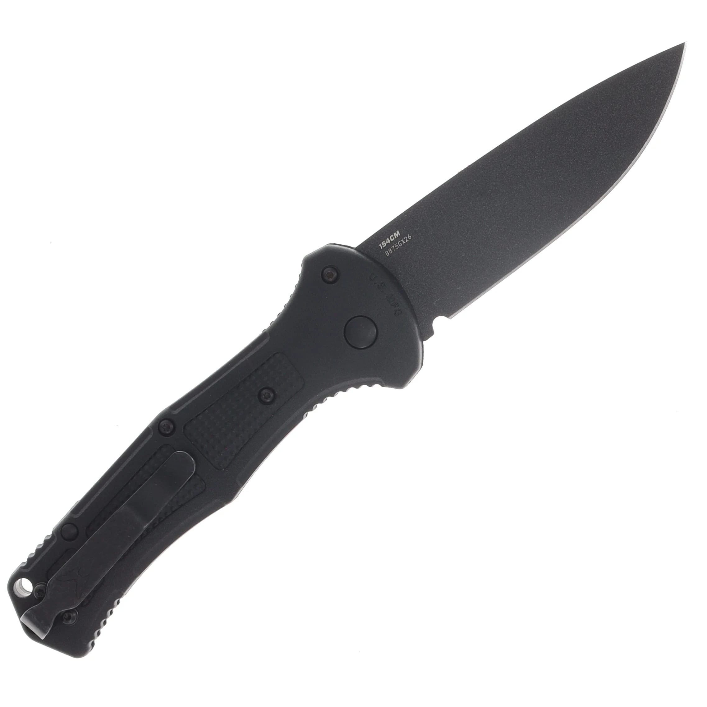 Benchmade Claymore Automatic Knife Black Cerakote Drop Point/Black Grivory AUBM9070BK-02 View 2