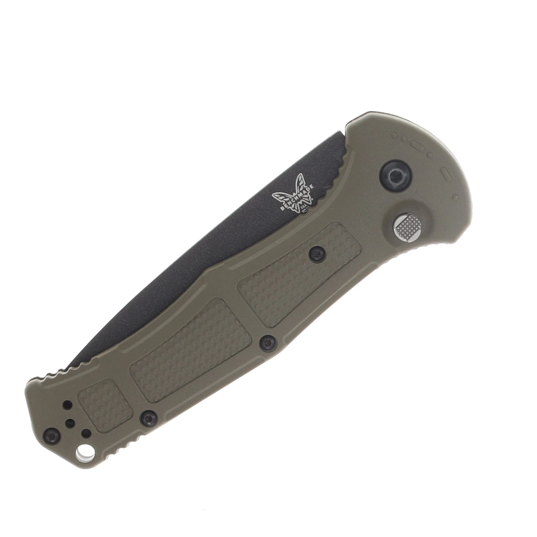 Benchmade Claymore Automatic Knife Black Cerakote Drop Point/Green Grivory AUBM9070BK-03 View 3