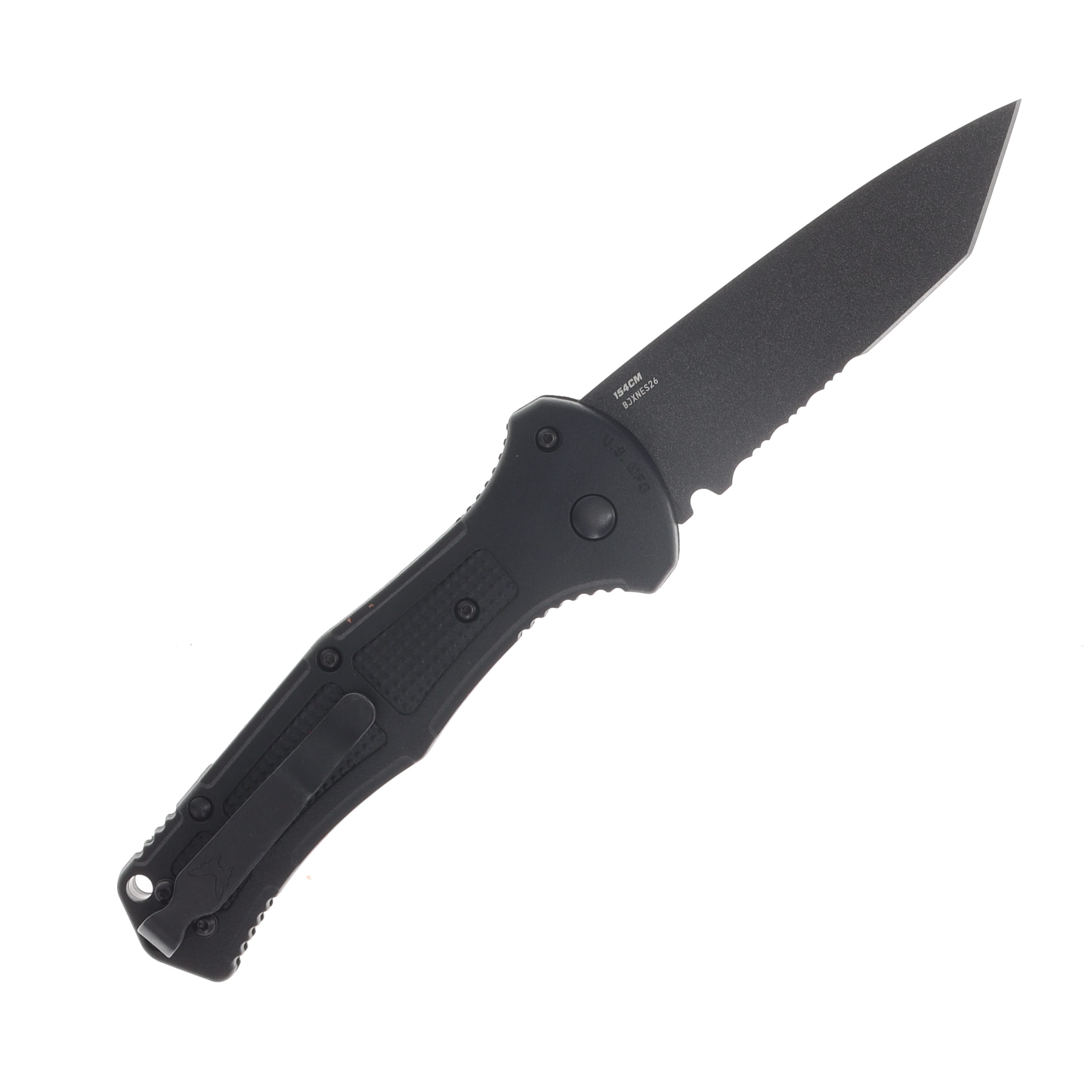 Benchmade Claymore Automatic Knife Serrated Black Cerakote Tanto/Black Grivory AUBM9071SBK-02 View 2