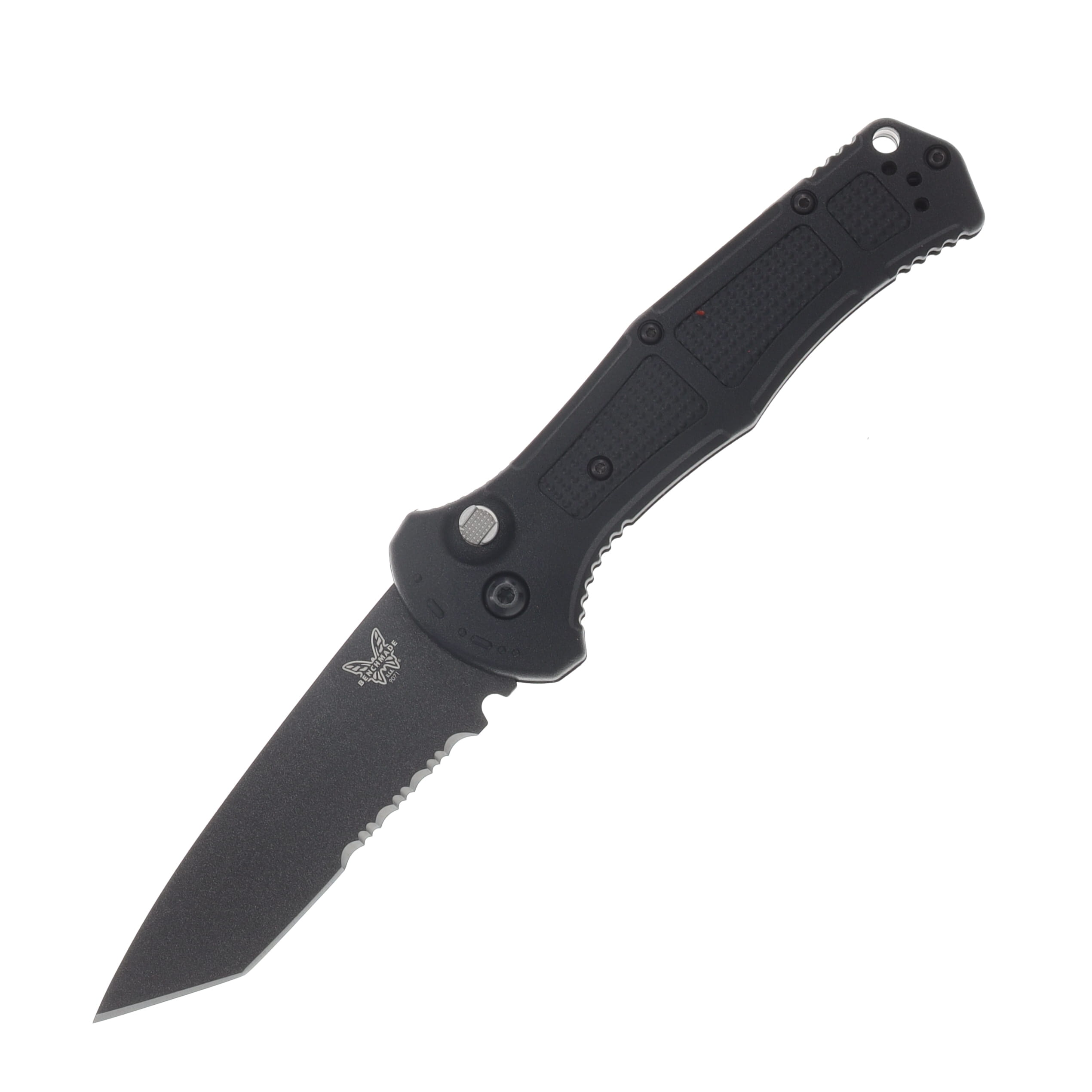Benchmade Claymore Automatic Knife Serrated Black Cerakote Tanto/Black Grivory AUBM9071SBK-02 View 1