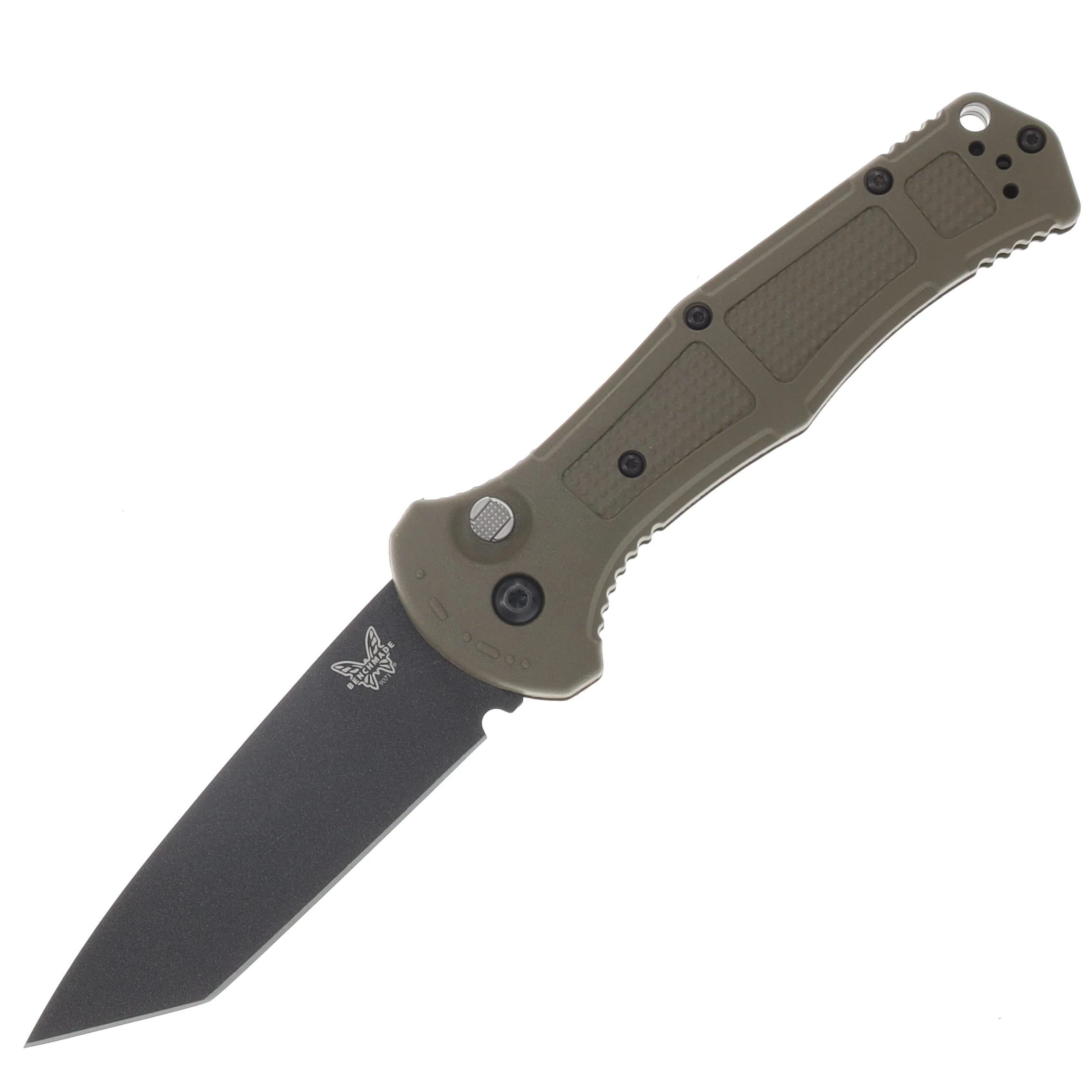 Benchmade Claymore Automatic Knife Black Cerakote Tanto/Ranger Green Grivory AUBM9071BK-03 View 1