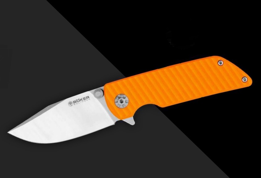 Boker Sherman EDC G10 Orange Frame Lock Folding Knife Magnacut Blade BK110125 View 1