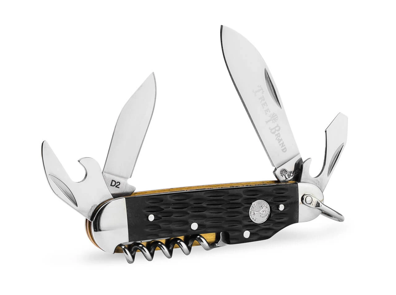 Boker Treebrand Camp Folding Knife Black Jigged Bone D2 Blades BK110905 View 1